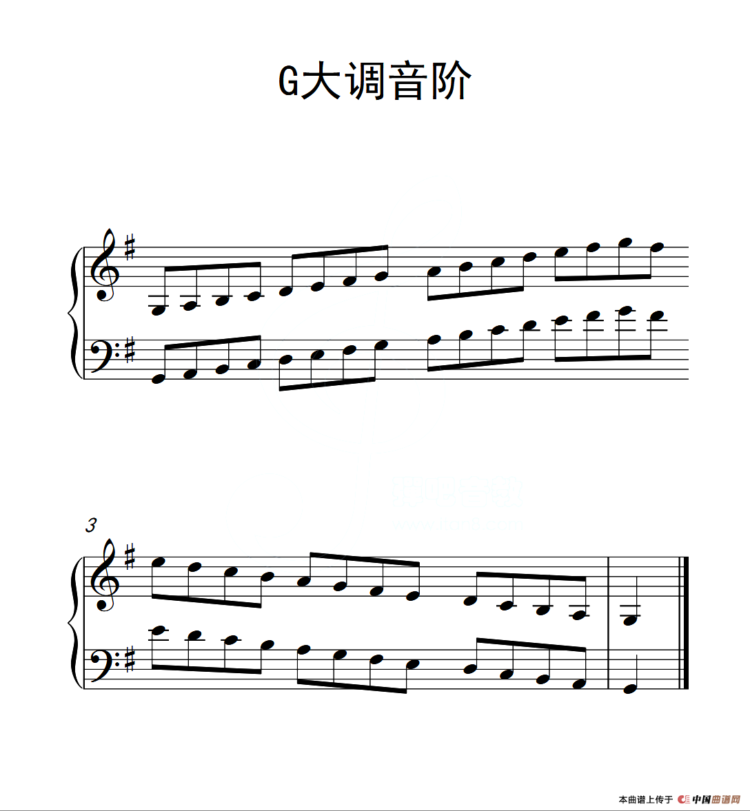 第二级 G大调音阶（中国音乐学院钢琴考级作品1~6级）