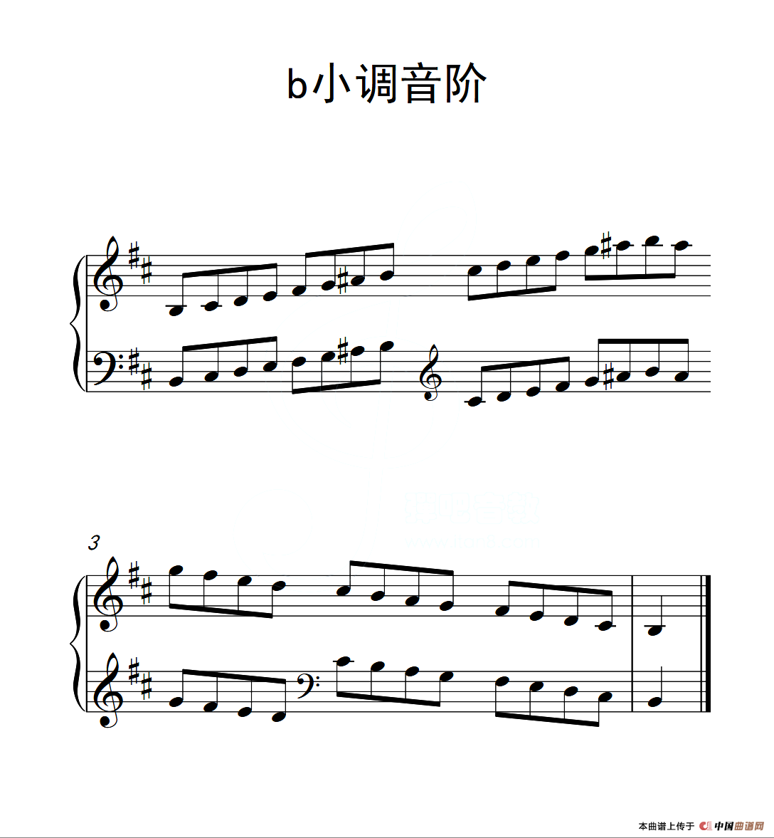 第二级 b小调音阶（中国音乐学院钢琴考级作品1~6级）