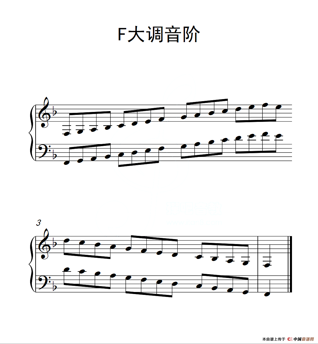 第一级 F大调音阶（中国音乐学院钢琴考级作品1~6级）