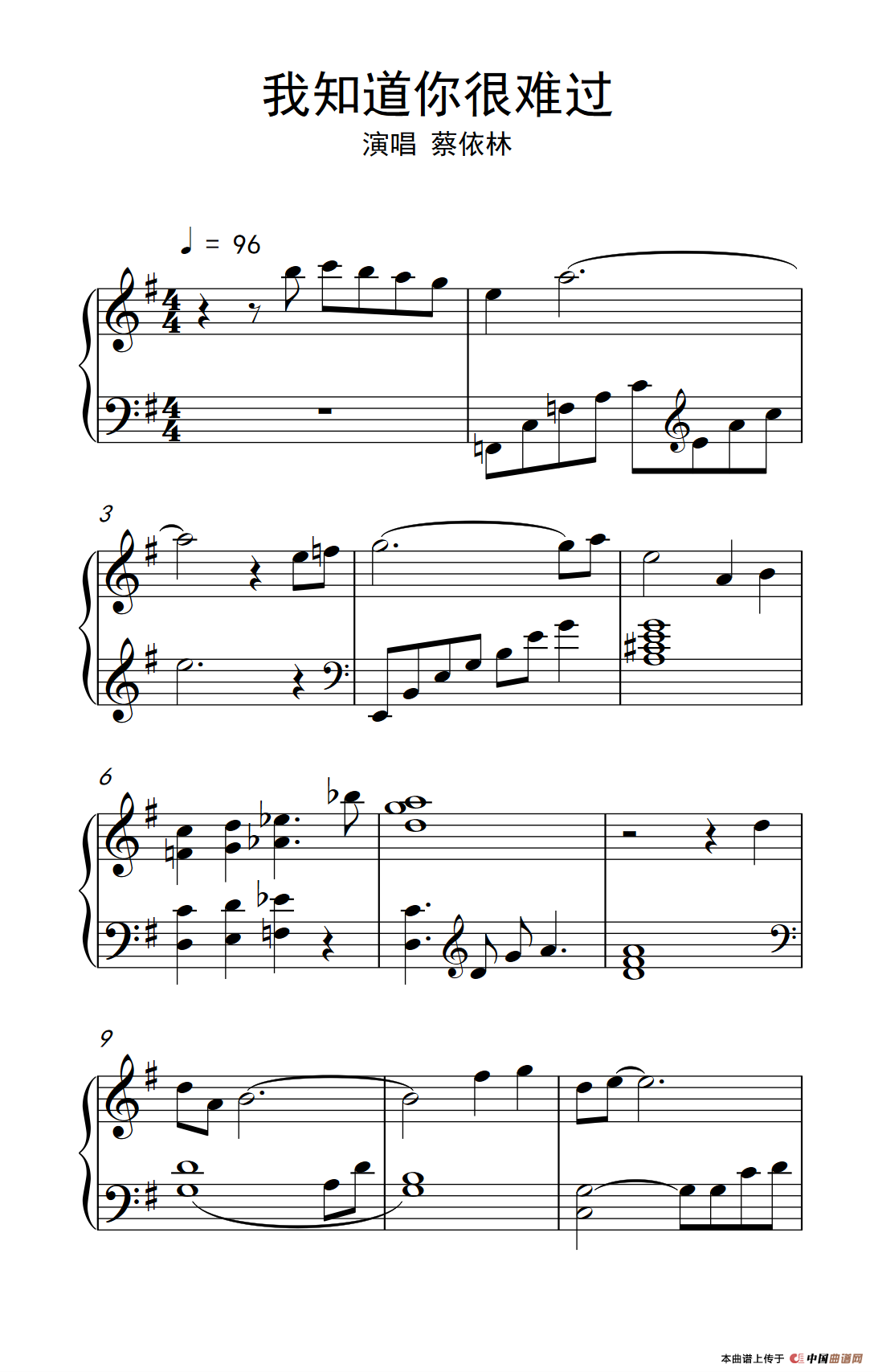 我知道你很难过（《弹吧音教》制谱版）