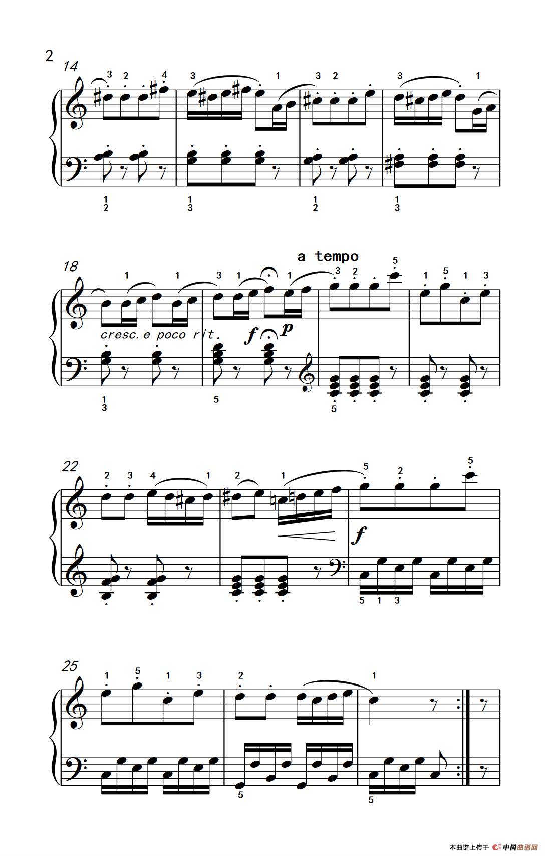 第三级 2.C大调小奏鸣曲（中央音乐学院 钢琴（业余）考级教程 1-3级）