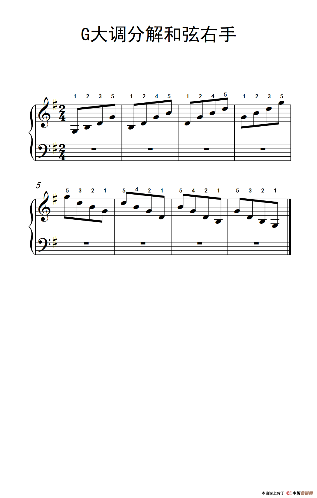 第二级 2.G大调分解和弦右手（中央音乐学院 钢琴（业余）考级教程 1-3级）