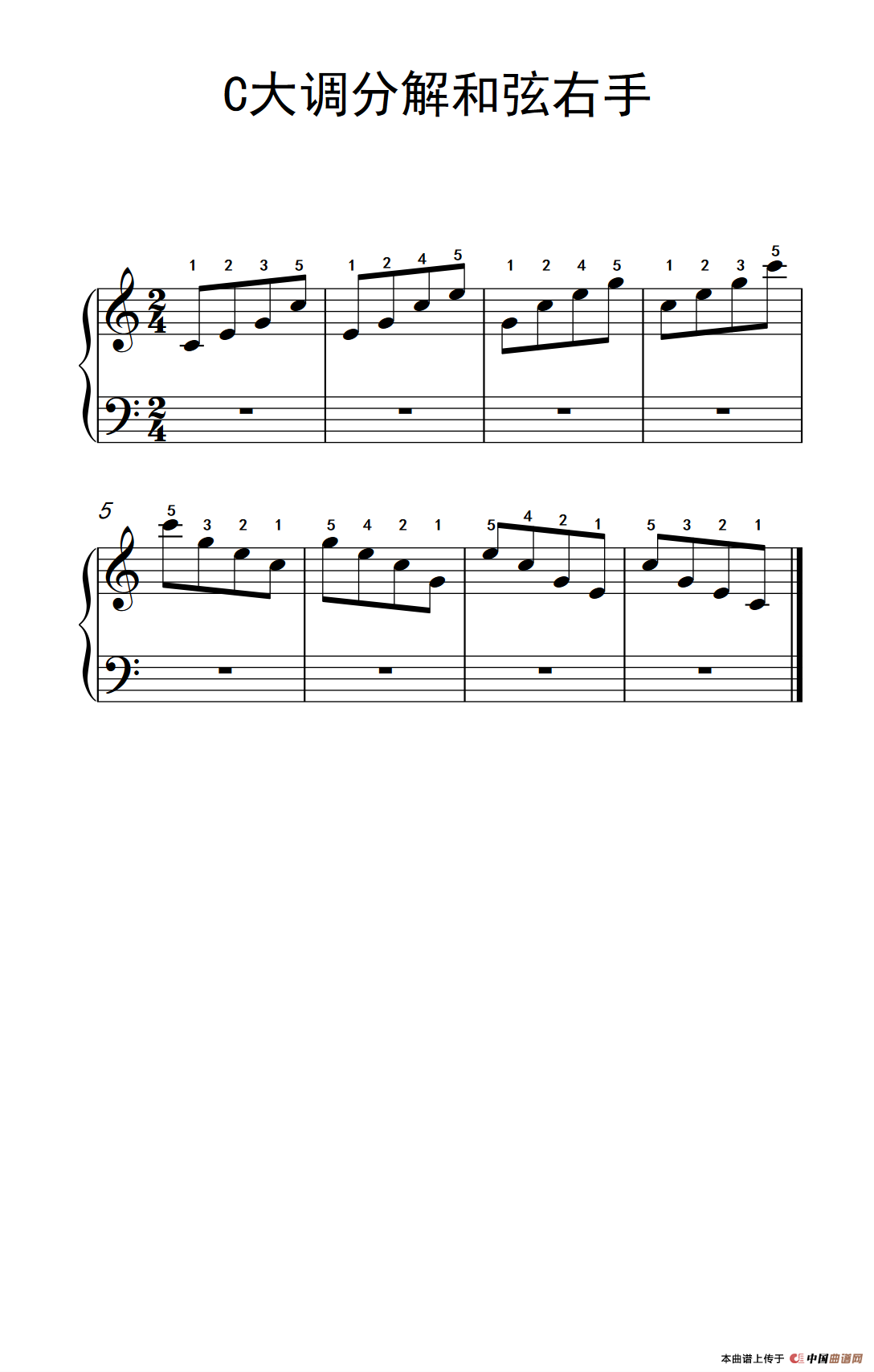 第二级 1.C大调分解和弦右手（中央音乐学院 钢琴（业余）考级教程 1-3级）