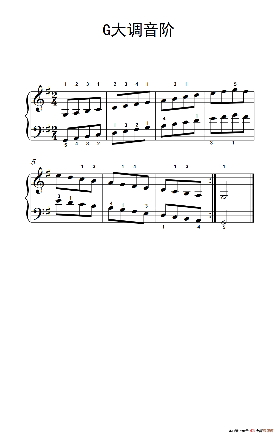 第二级 2.G大调音阶（中央音乐学院 钢琴（业余）考级教程 1-3级）