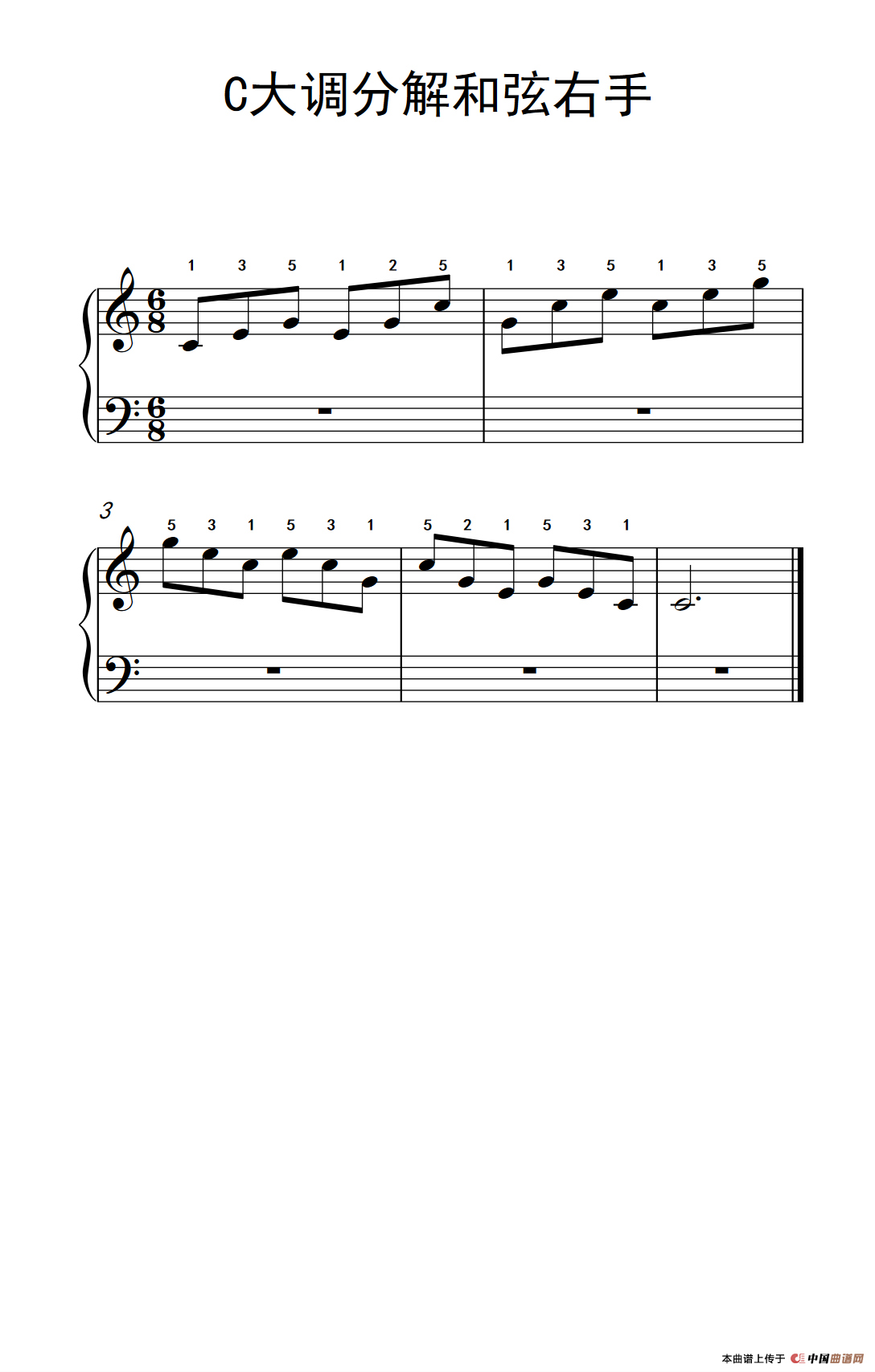 第一级 1.C大调分解和弦右手（中央音乐学院 钢琴（业余）考级教程 1-3级）