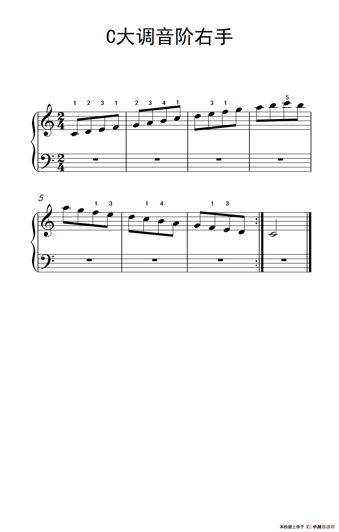 第一级 1.C大调音阶右手（中央音乐学院 钢琴（业余）考级教程 1-3级）