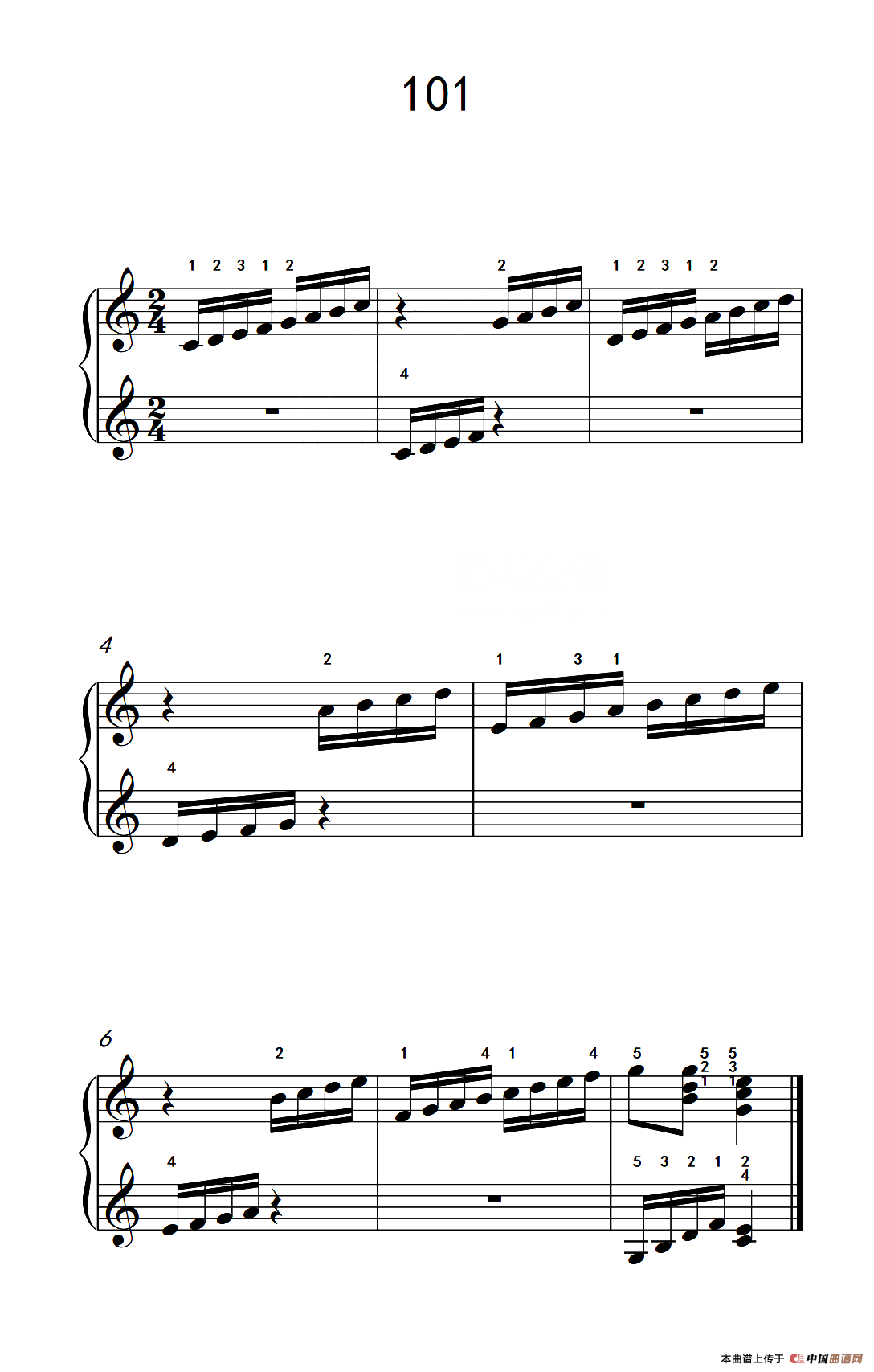 两手交替或交错弹奏的练习 101（儿童钢琴手指练习 2）