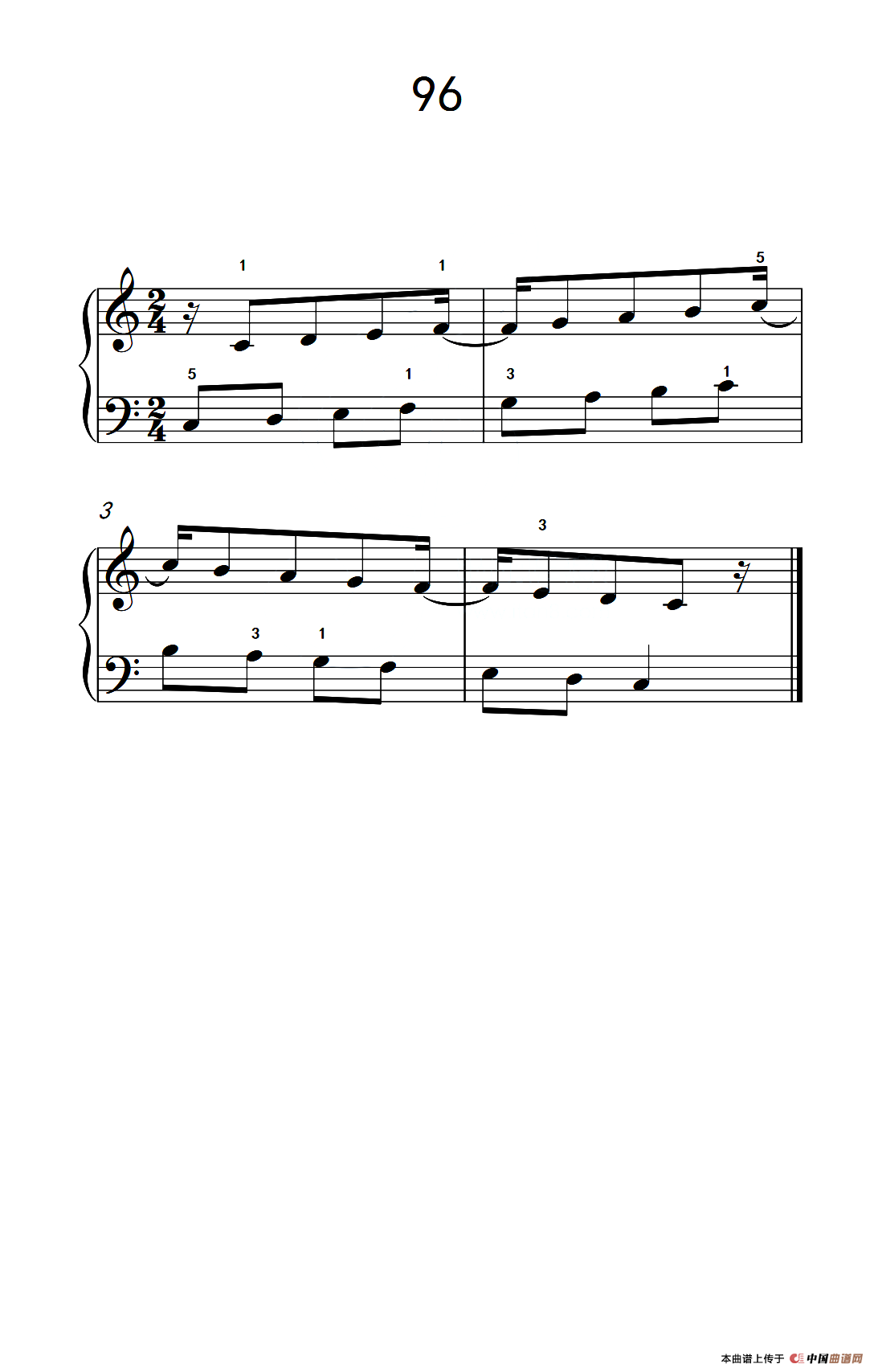 两手交替或交错弹奏的练习 96（儿童钢琴手指练习 2）