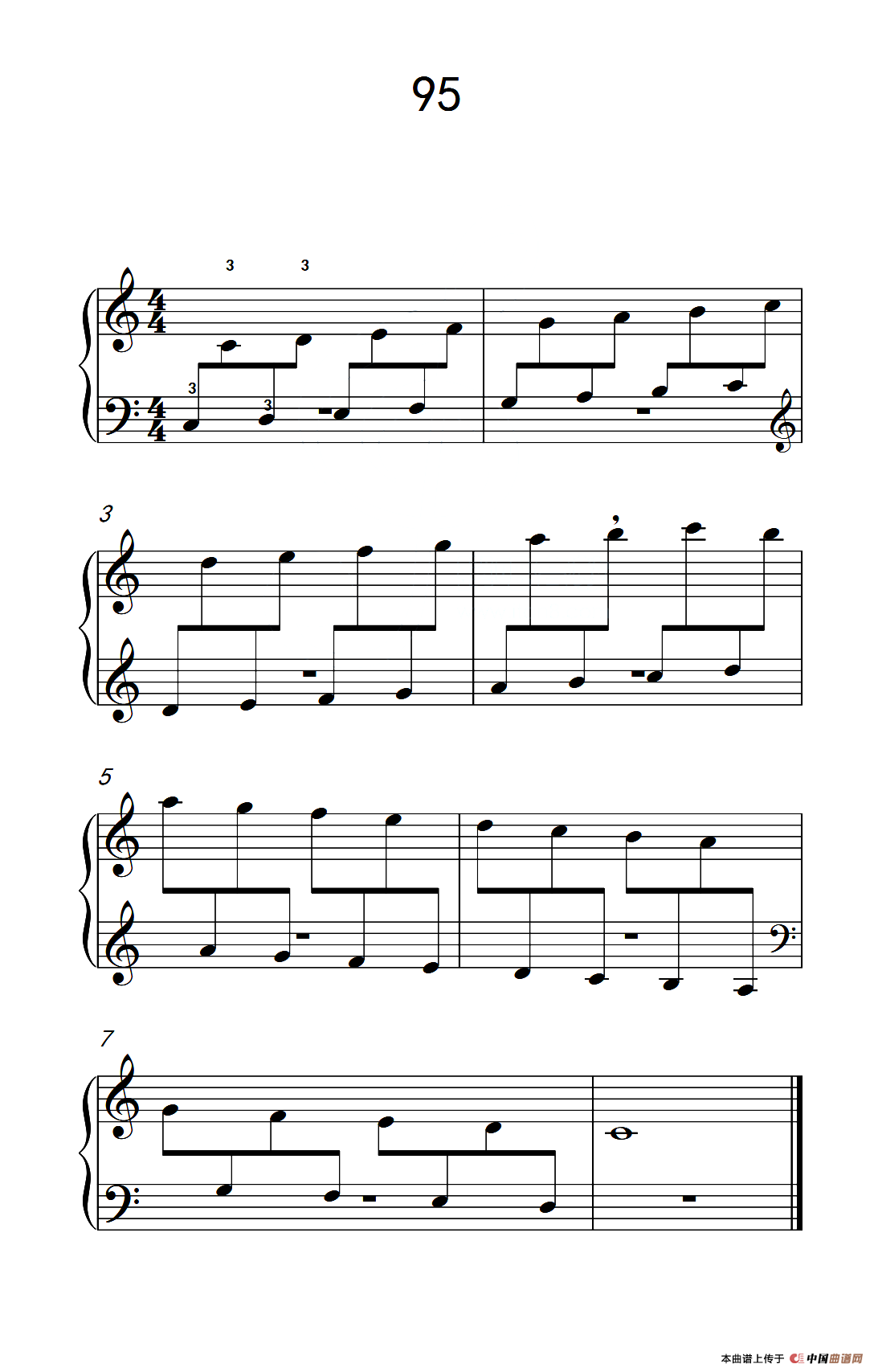 两手交替或交错弹奏的练习 95（儿童钢琴手指练习 2）