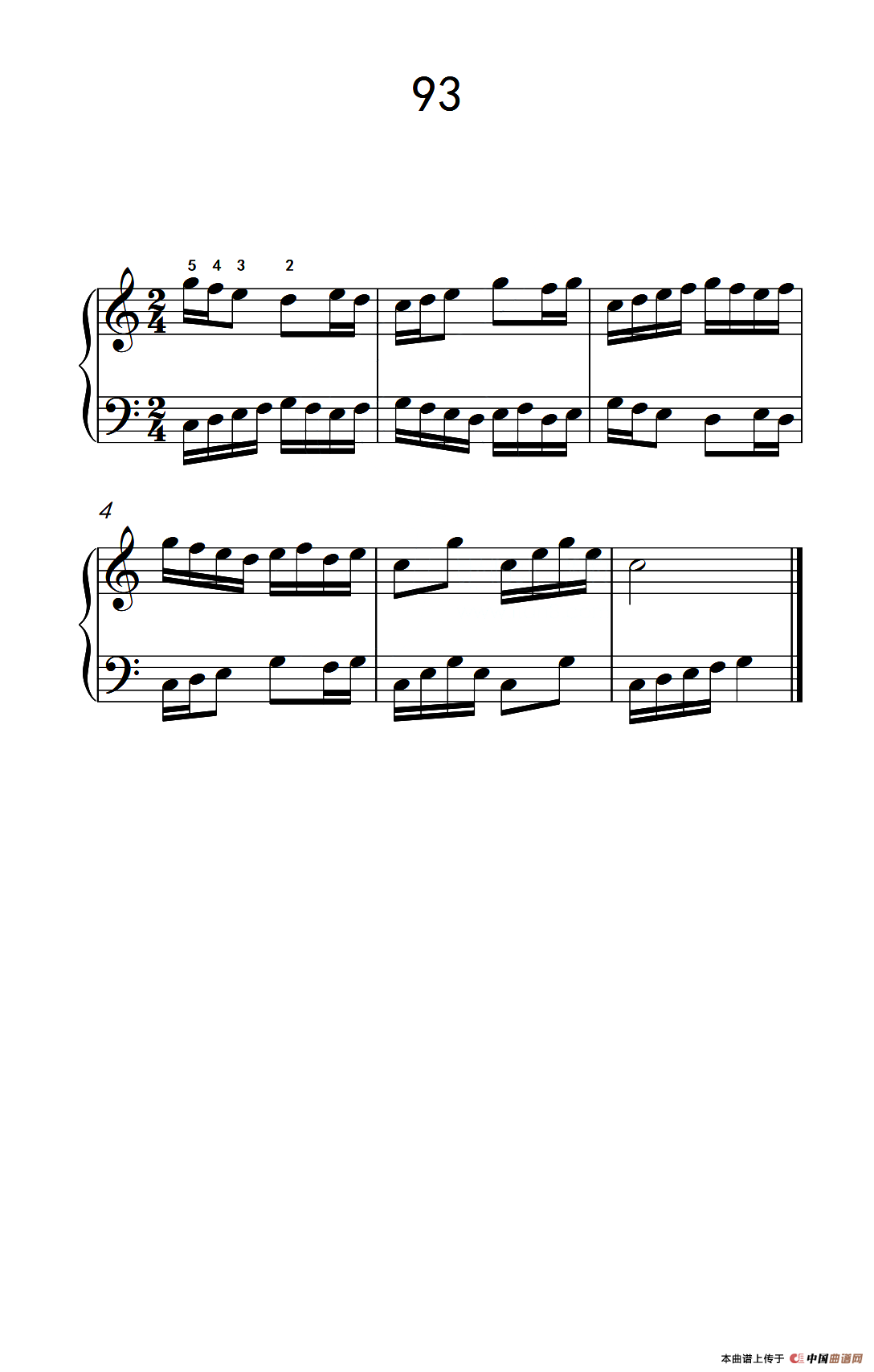 两手不同节奏的练习 93（儿童钢琴手指练习 2）