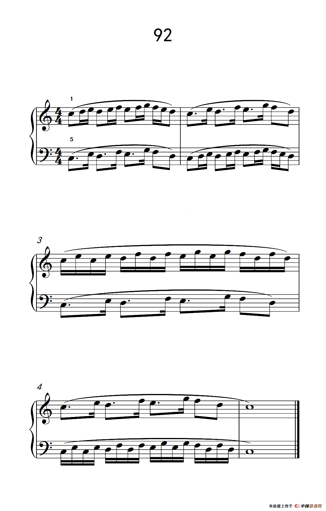 两手不同节奏的练习 92（儿童钢琴手指练习 2）