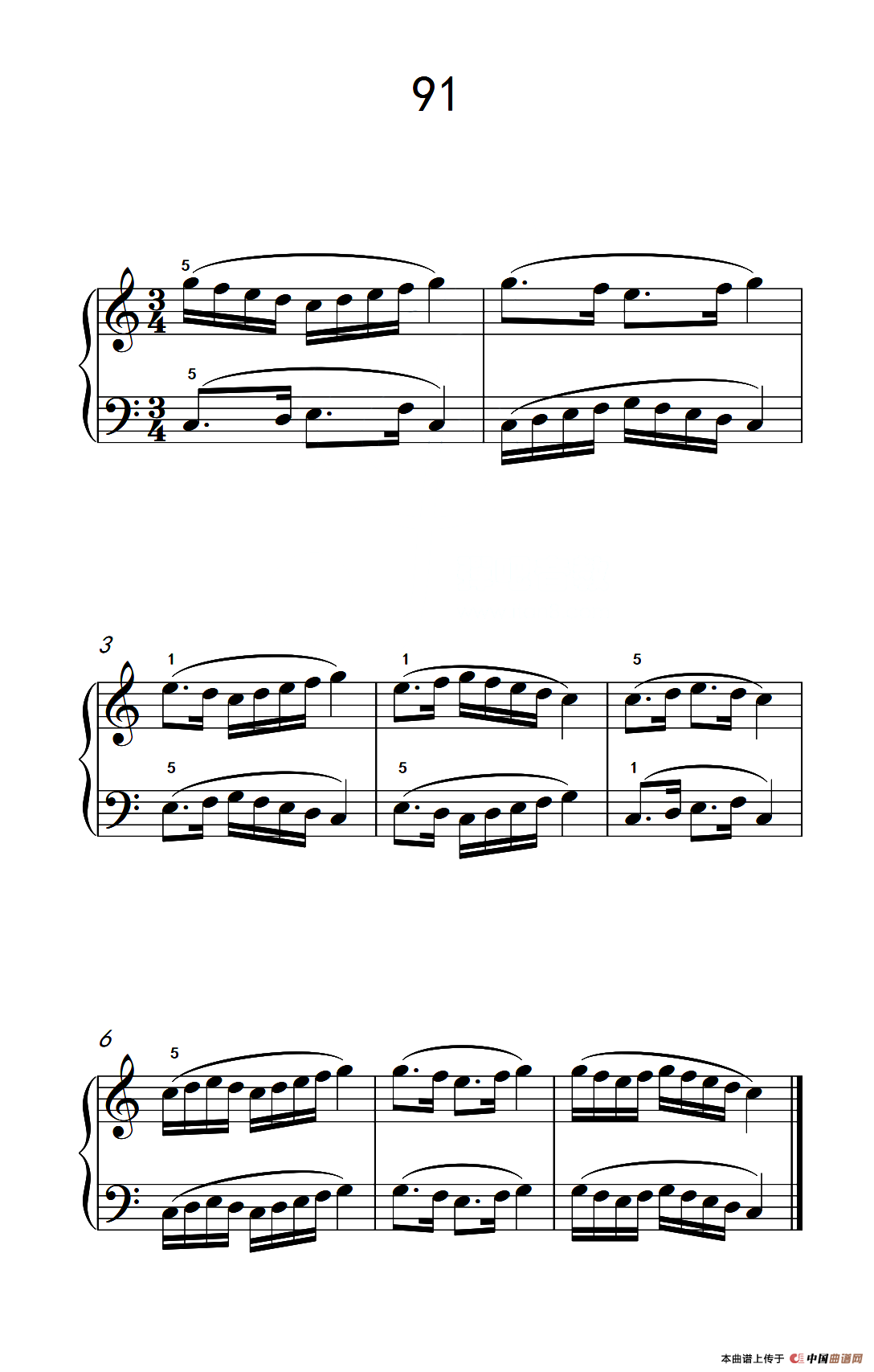 两手不同节奏的练习 91（儿童钢琴手指练习 2）