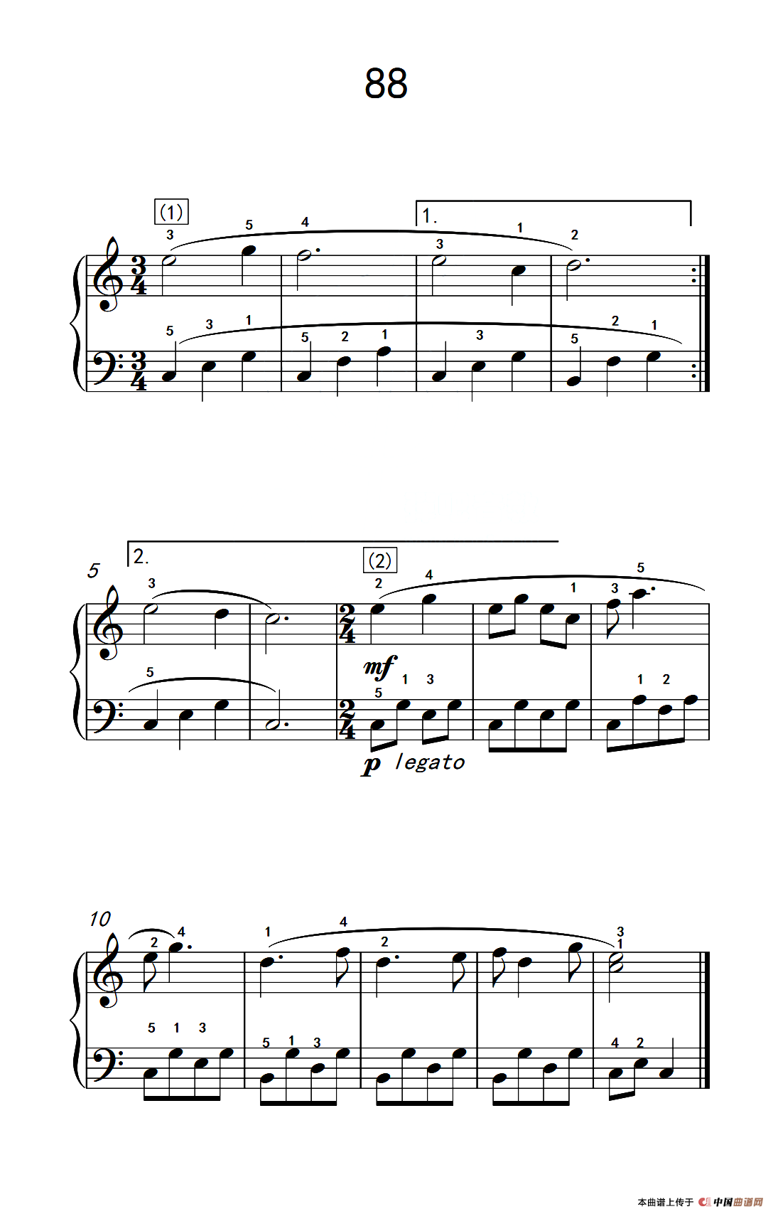 阿尔贝提固定音型伴奏练习 88（儿童钢琴手指练习 2）