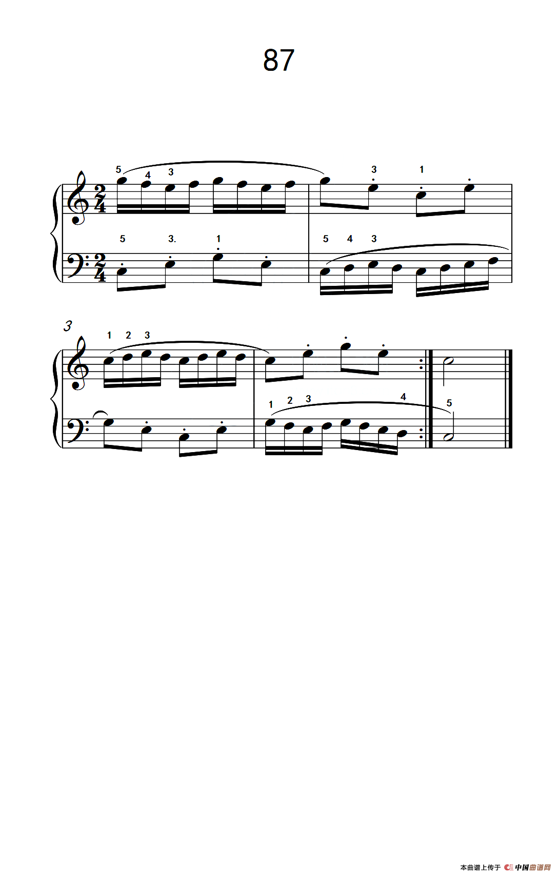 两手不同奏法的练习 87（儿童钢琴手指练习 2）
