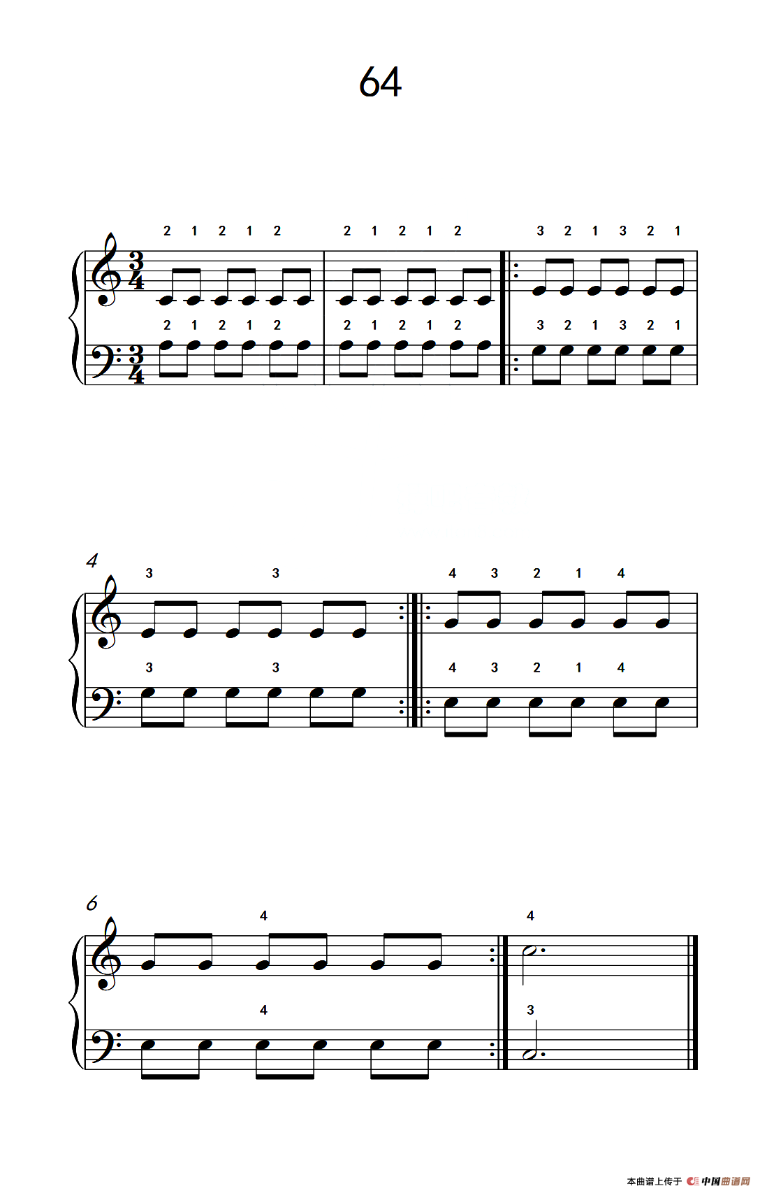 增强手腕及手指弹性的轮指练习 64（儿童钢琴手指练习 2）