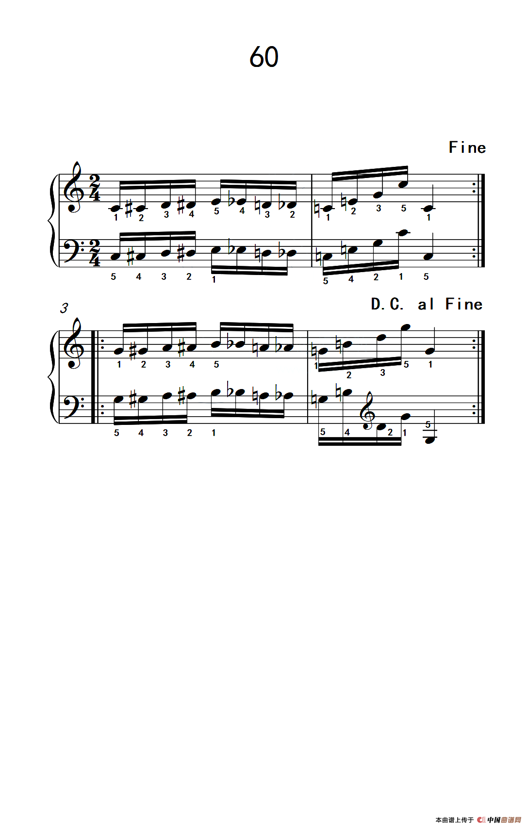 手指伸张及收缩的练习 60（儿童钢琴手指练习 2）