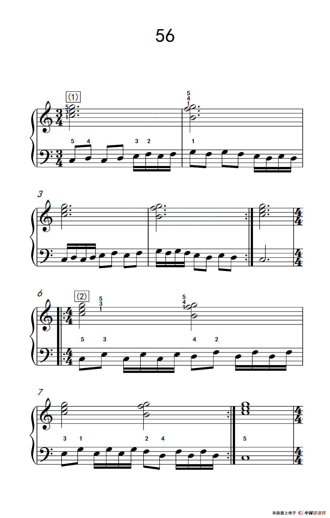 左手练习 56（儿童钢琴手指练习 2）