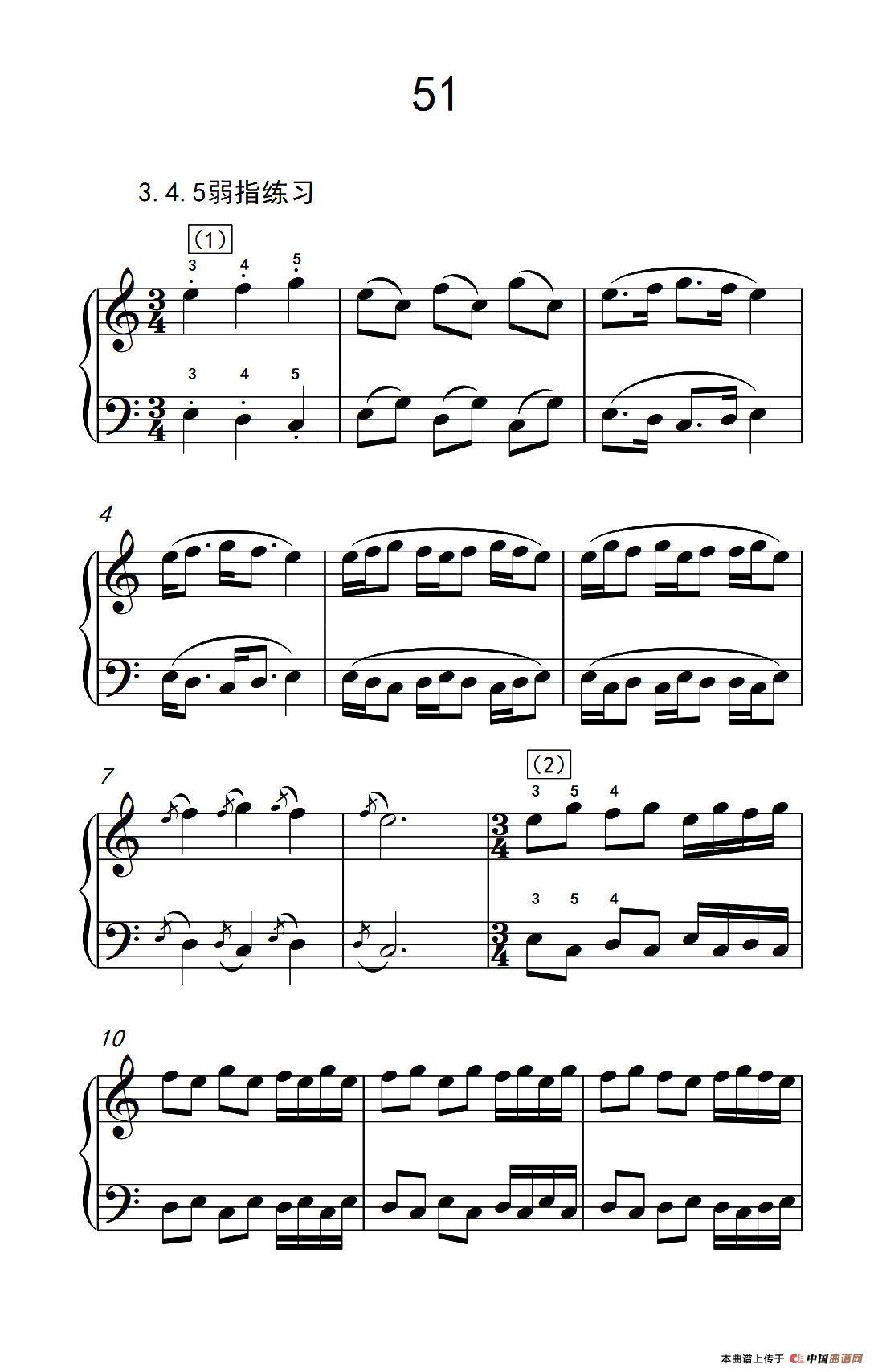 3 4 5 弱指练习 51（儿童钢琴手指练习 2）