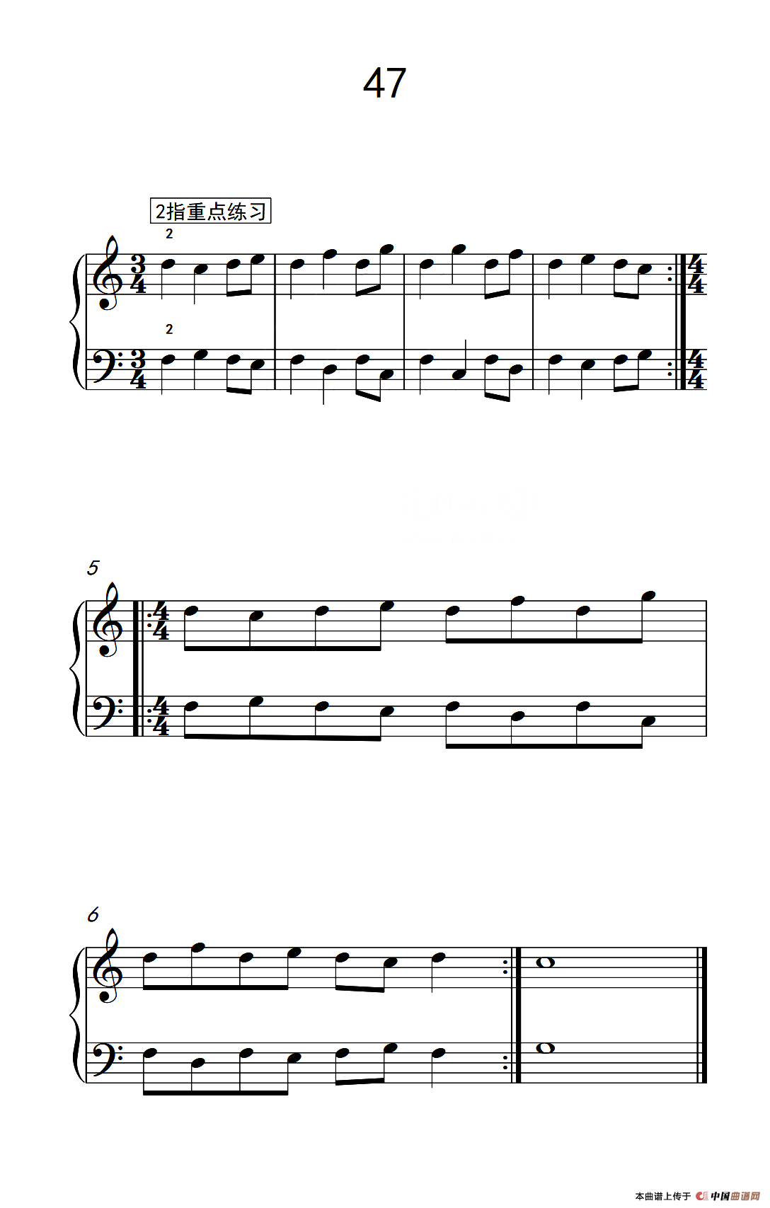 分指重点练习 47（儿童钢琴手指练习 2）