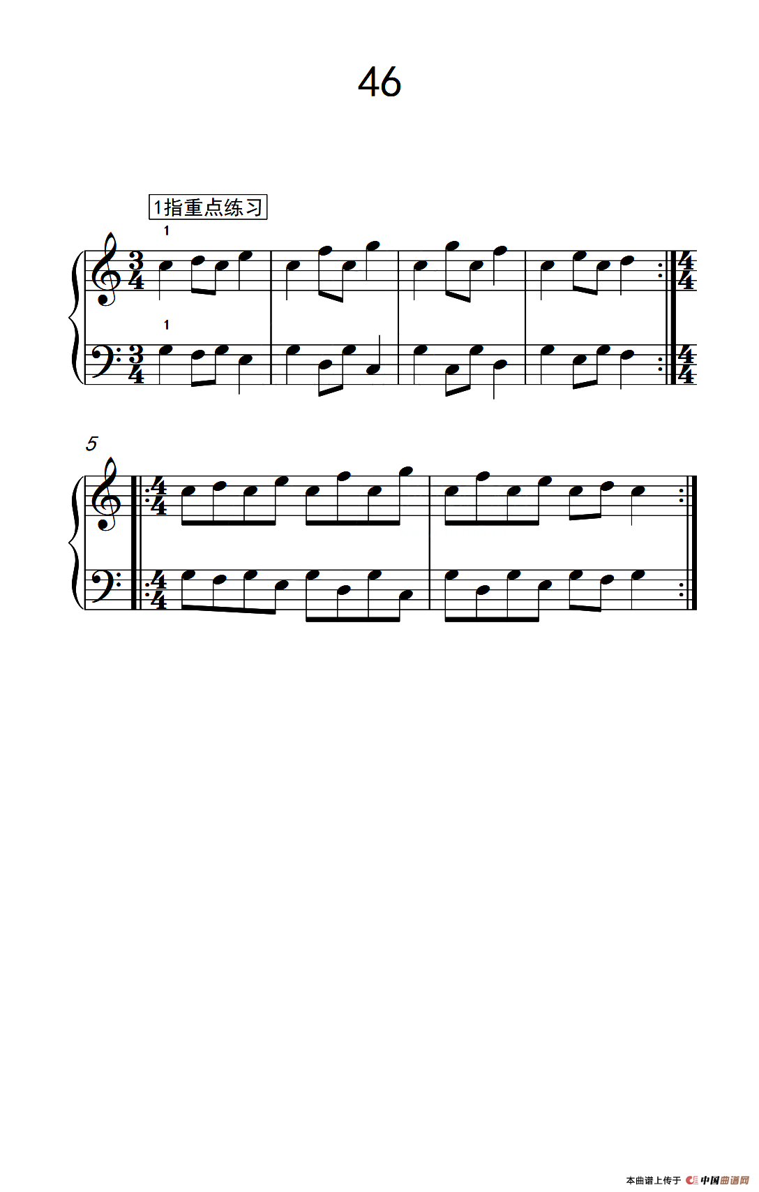 分指重点练习 46（儿童钢琴手指练习 2）