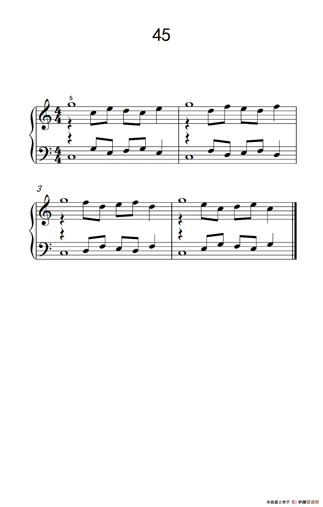加强手指独立性的练习 45（儿童钢琴手指练习 2）
