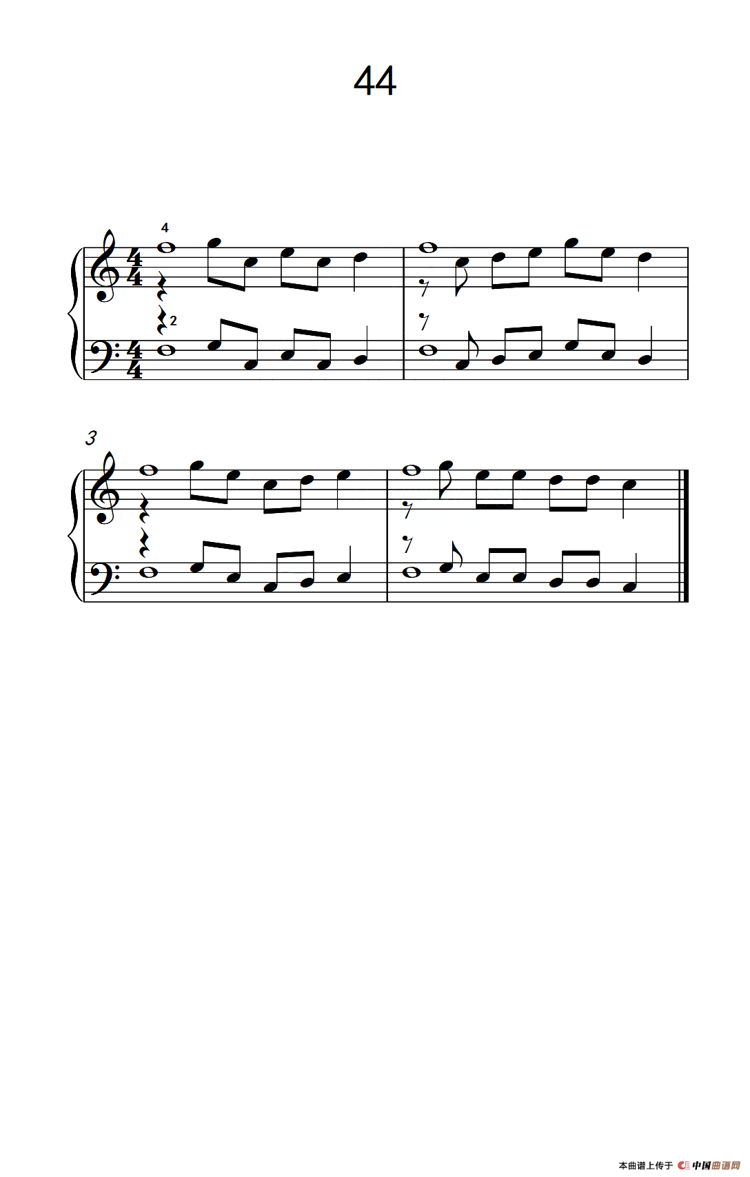 加强手指独立性的练习 44（儿童钢琴手指练习 2）