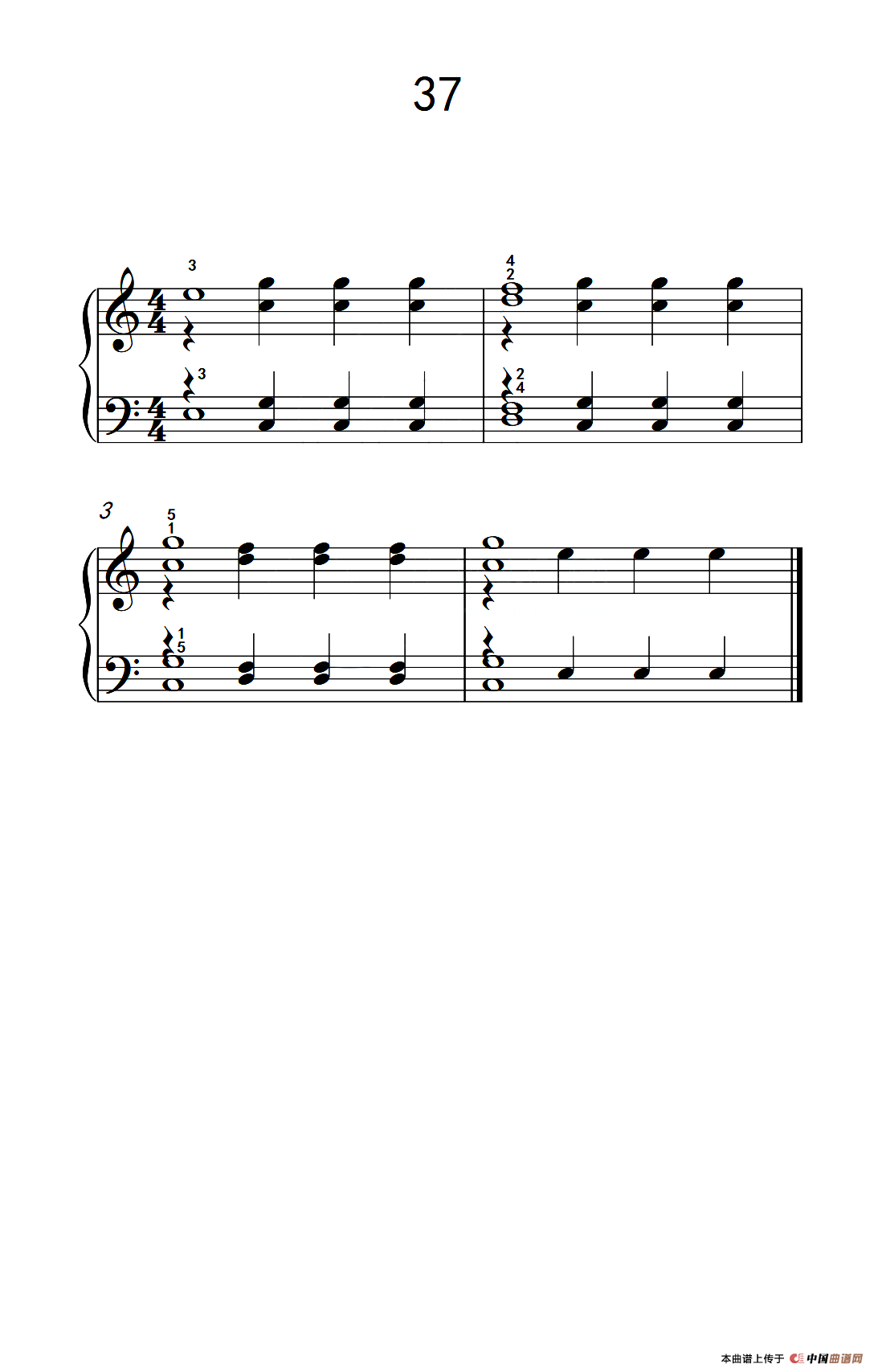 加强手指独立性的练习 37（儿童钢琴手指练习 2）