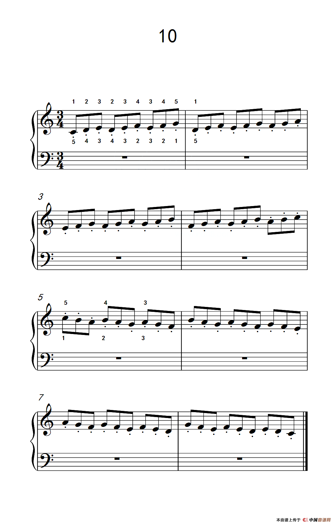 跳音练习 10（儿童钢琴手指练习 2）