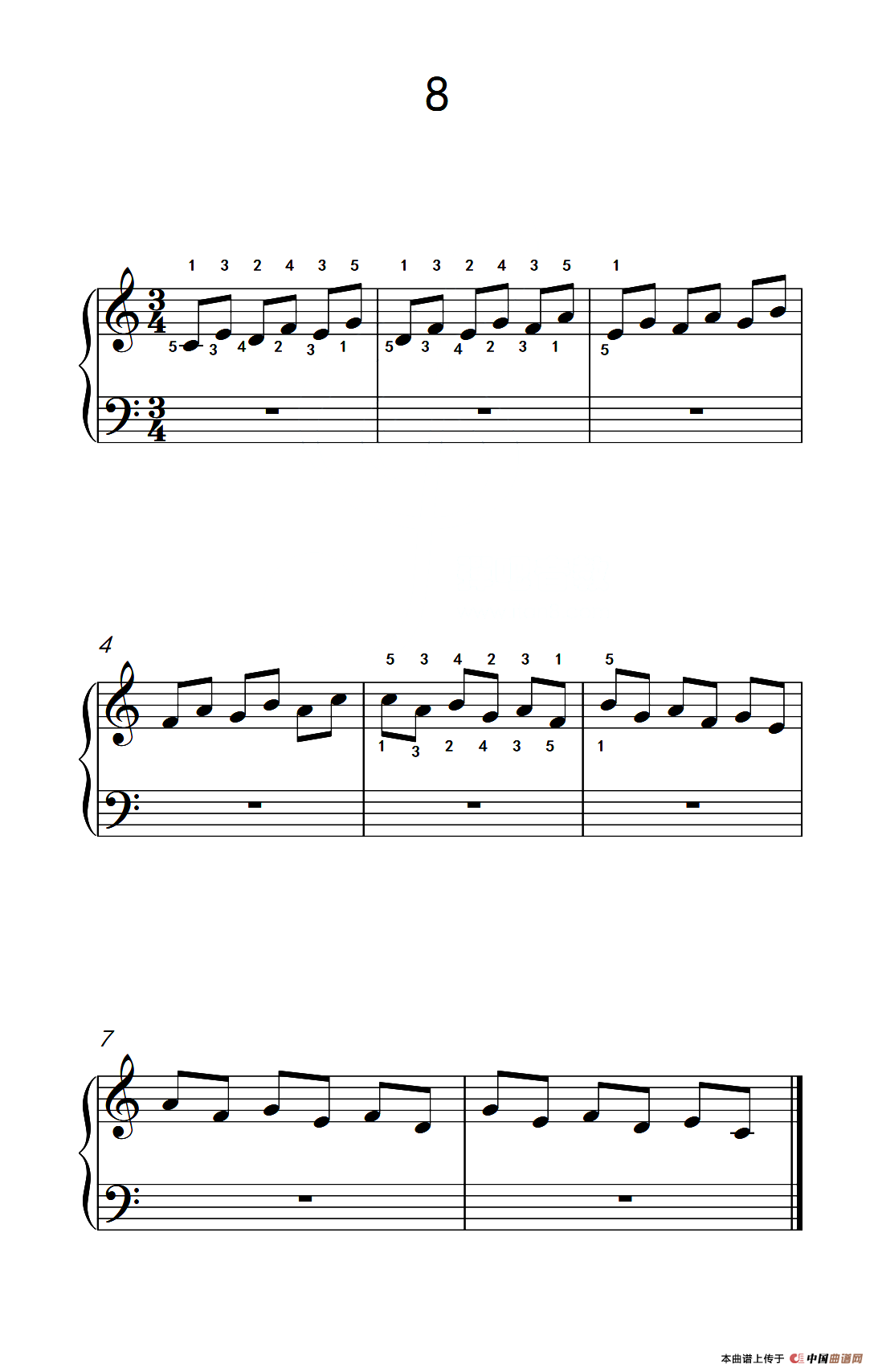 非连音练习 8（儿童钢琴手指练习 2）