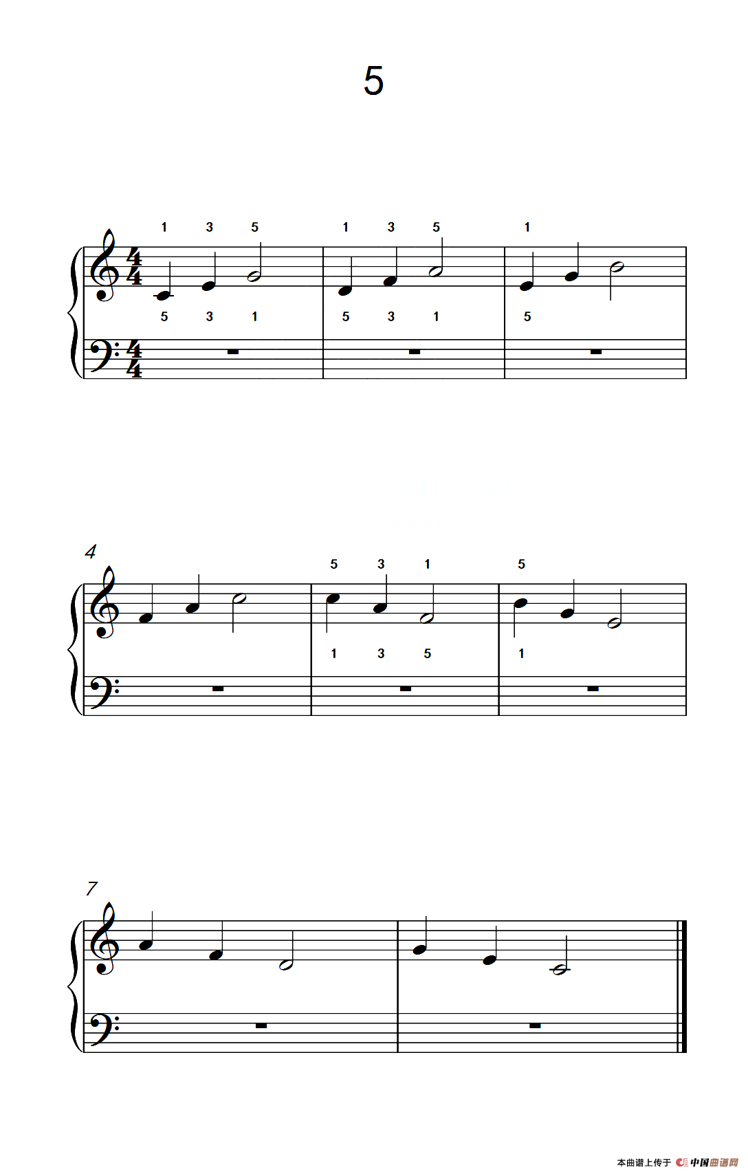 非连音练习 5（儿童钢琴手指练习 2）