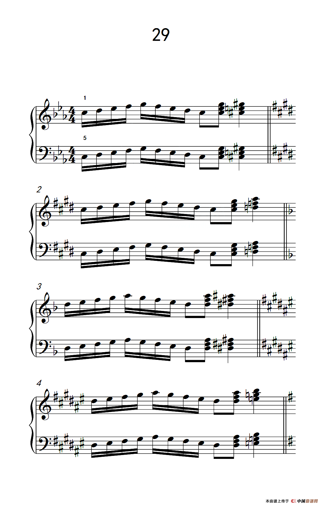 七.五指原位移调练习29（儿童钢琴手指练习 1）