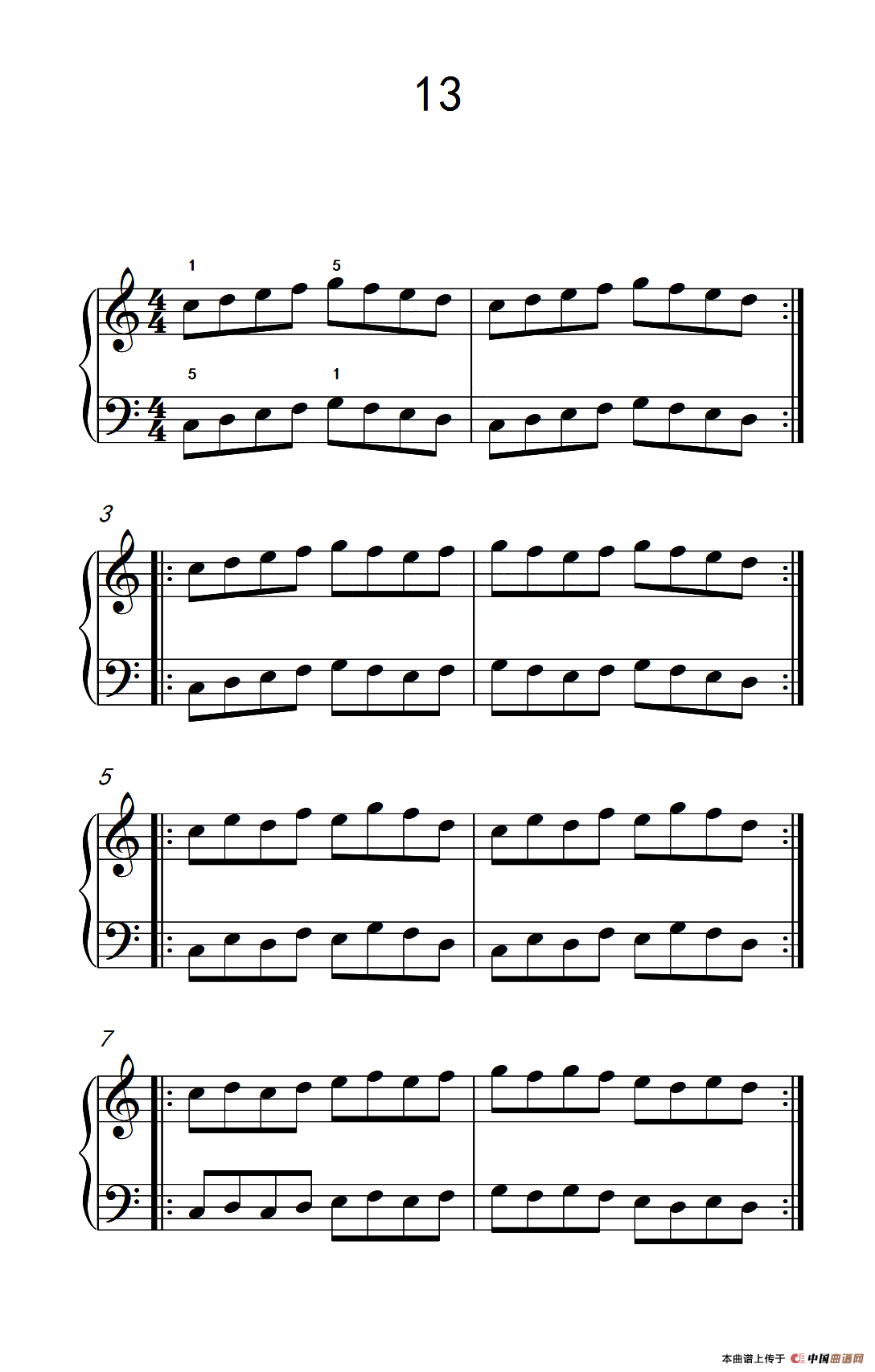 三.五组基本练习13（儿童钢琴手指练习 1）