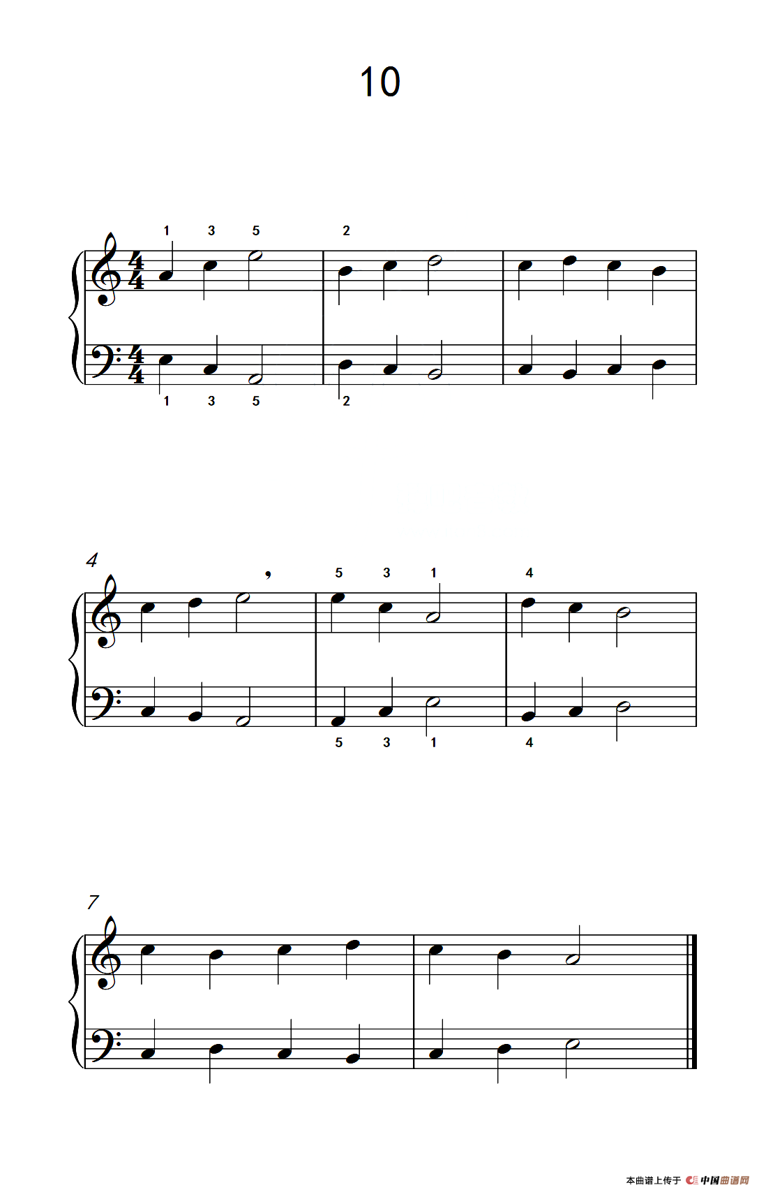 一.非连音练习10（儿童钢琴手指练习 1）