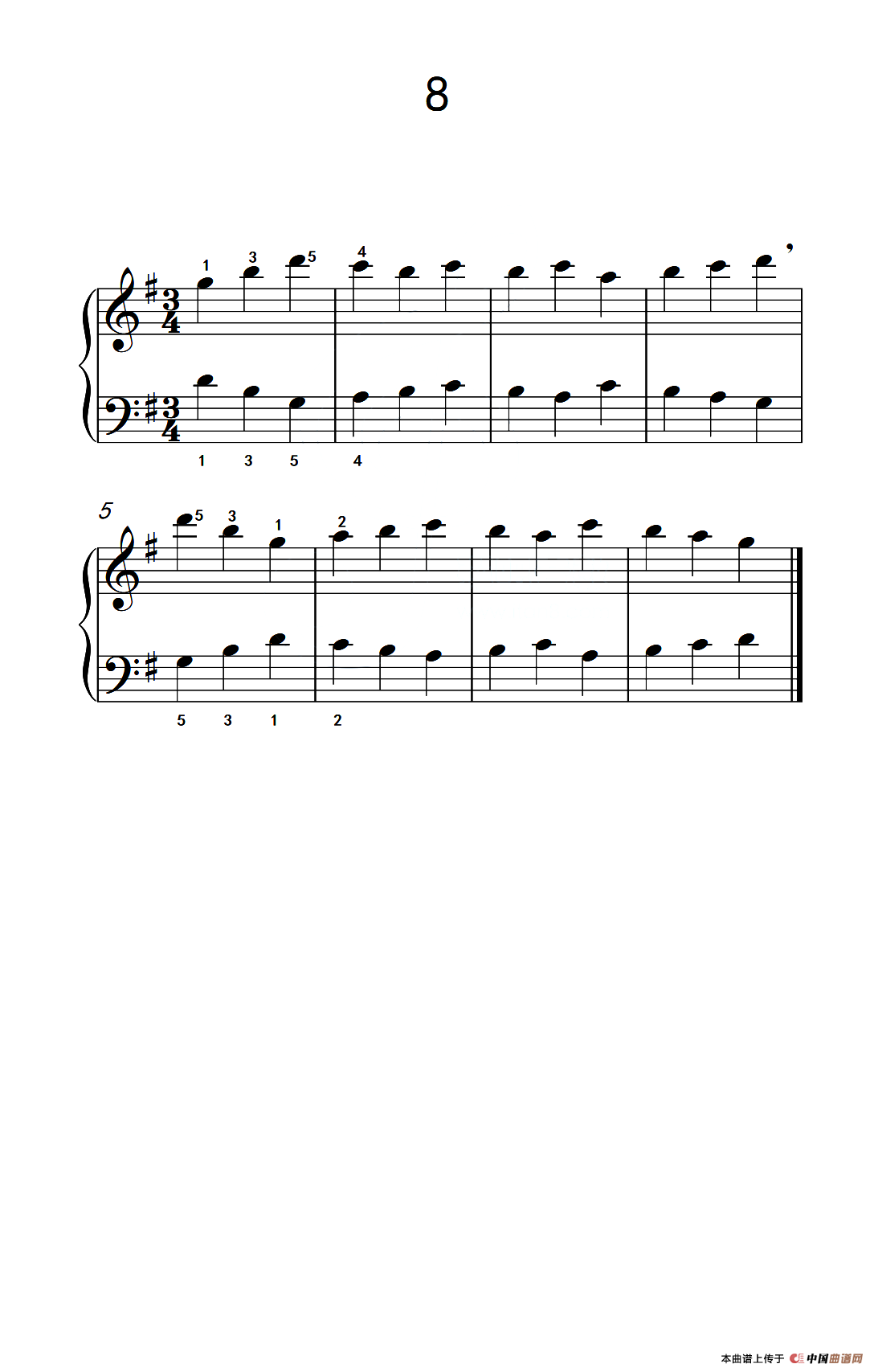 一.非连音练习8（儿童钢琴手指练习 1）