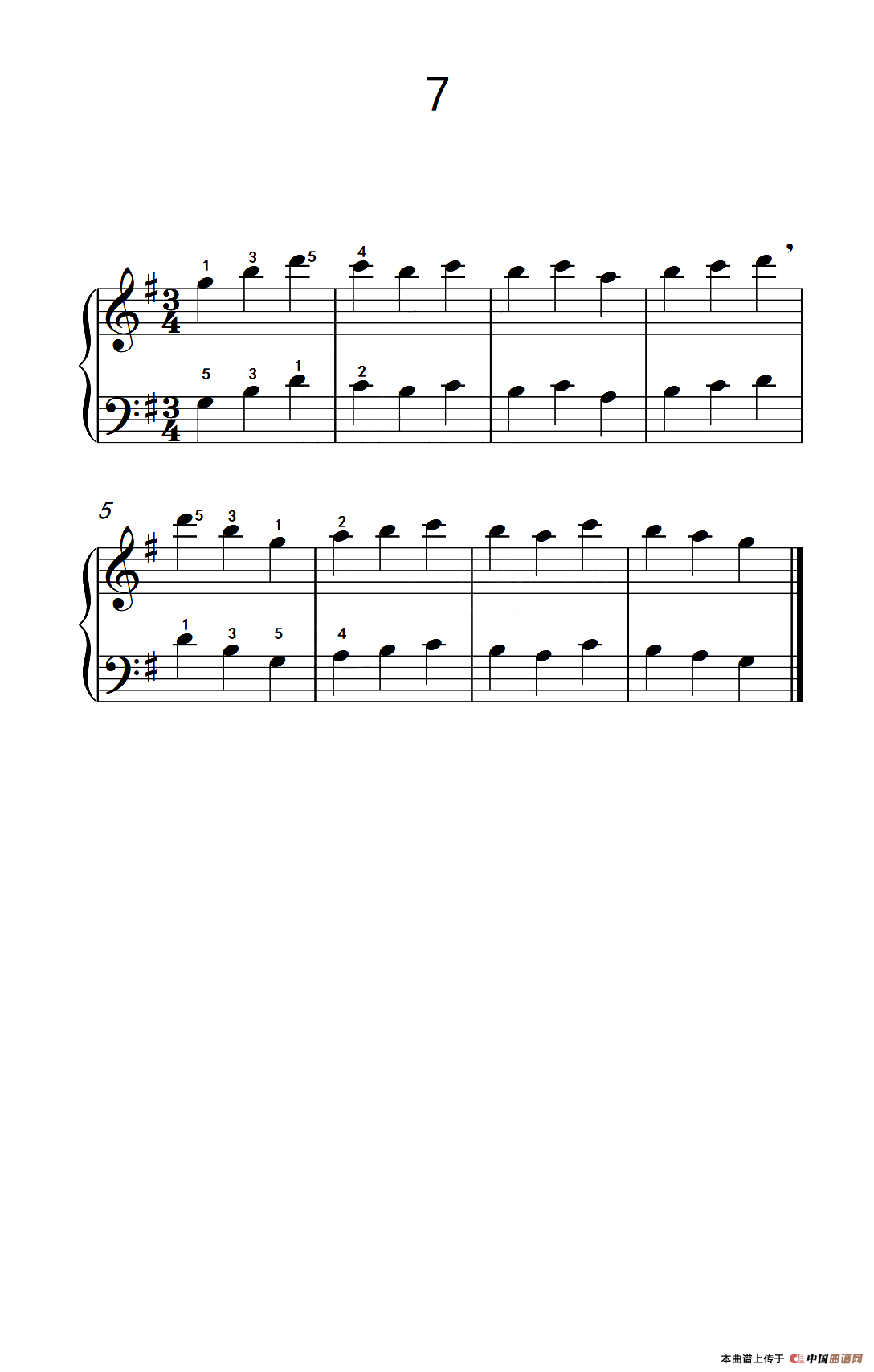 一.非连音练习7（儿童钢琴手指练习 1）