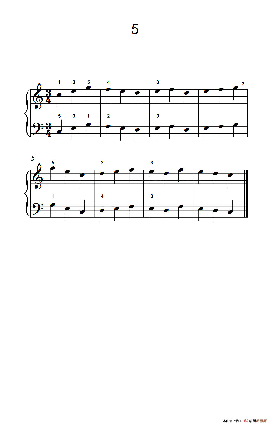 一.非连音练习5（儿童钢琴手指练习 1）