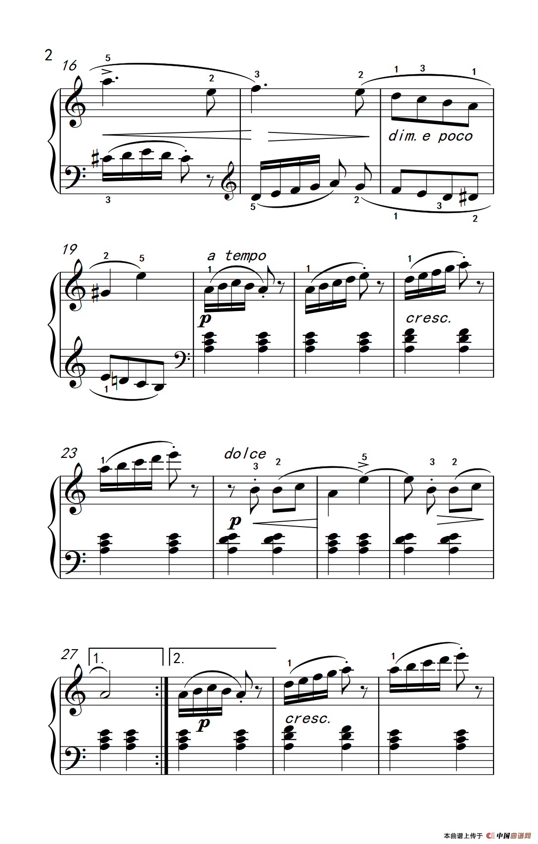 阿拉伯风格曲（老年大学 钢琴教程 2）