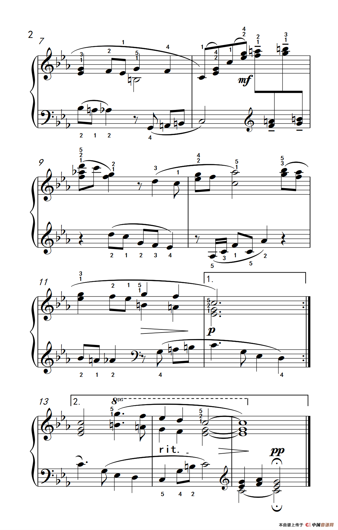 莫斯科郊外的晚上（约翰·汤普森 成人钢琴教程 第三册）