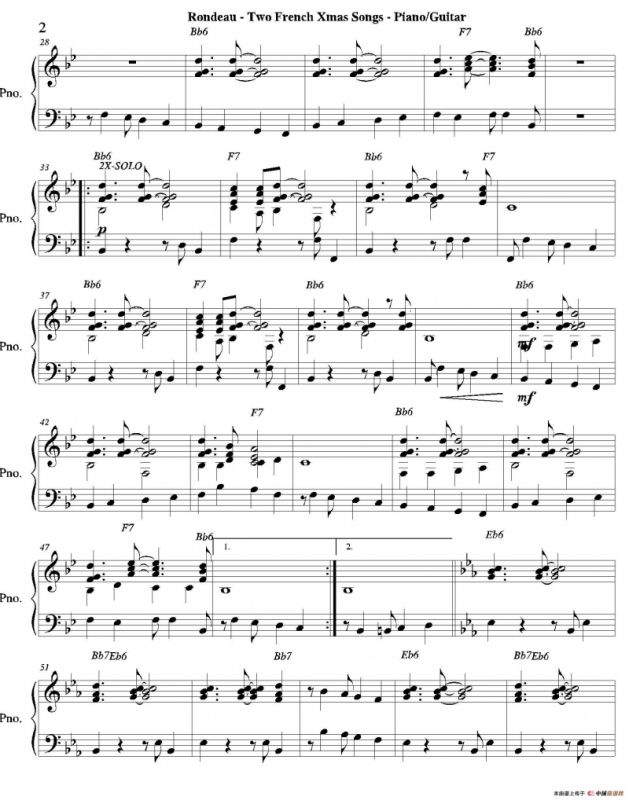 Two French Xmas Songs（钢琴、吉他分谱）