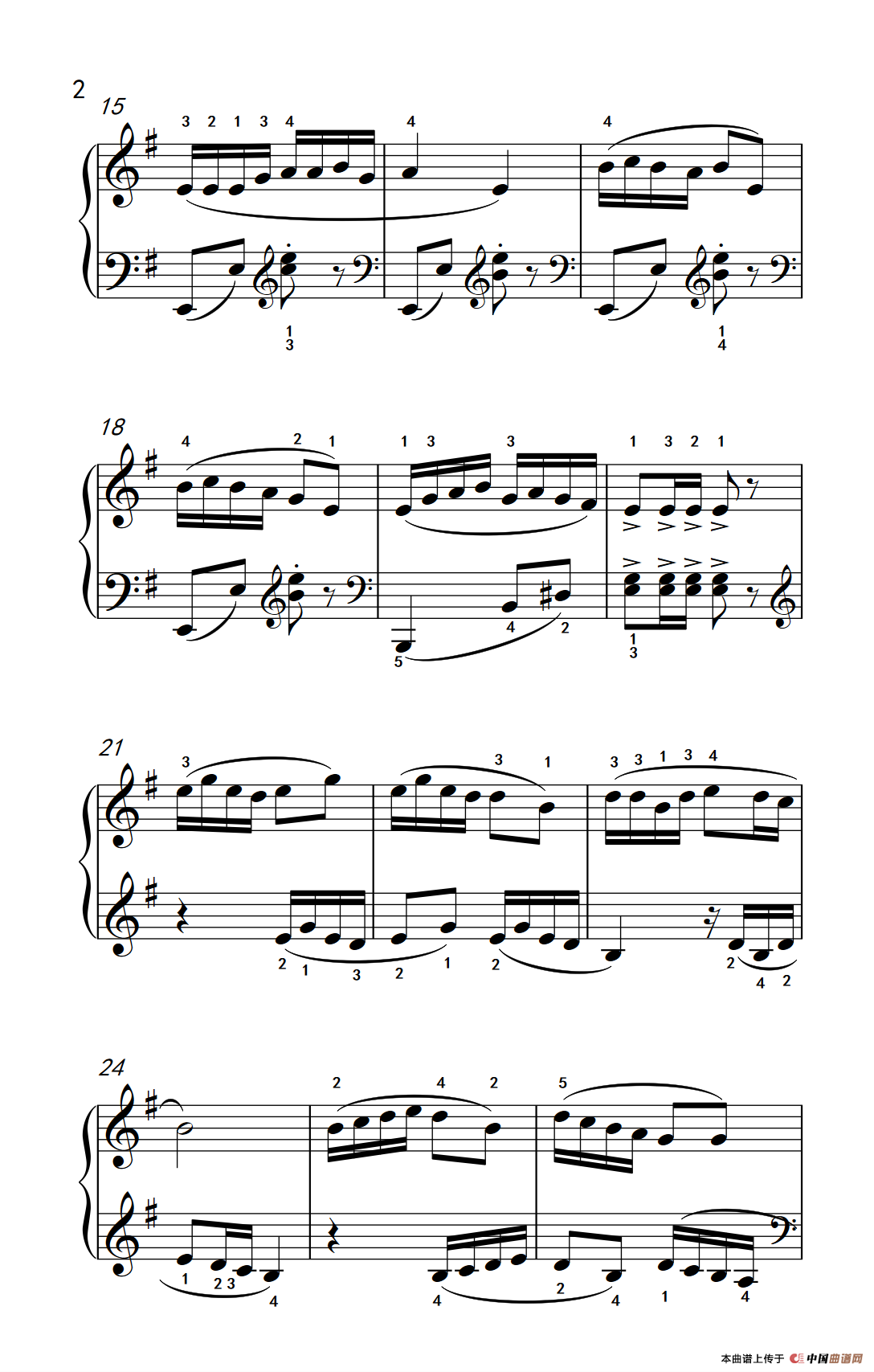 达坂城的姑娘（约翰·汤普森 成人钢琴教程 第二册）