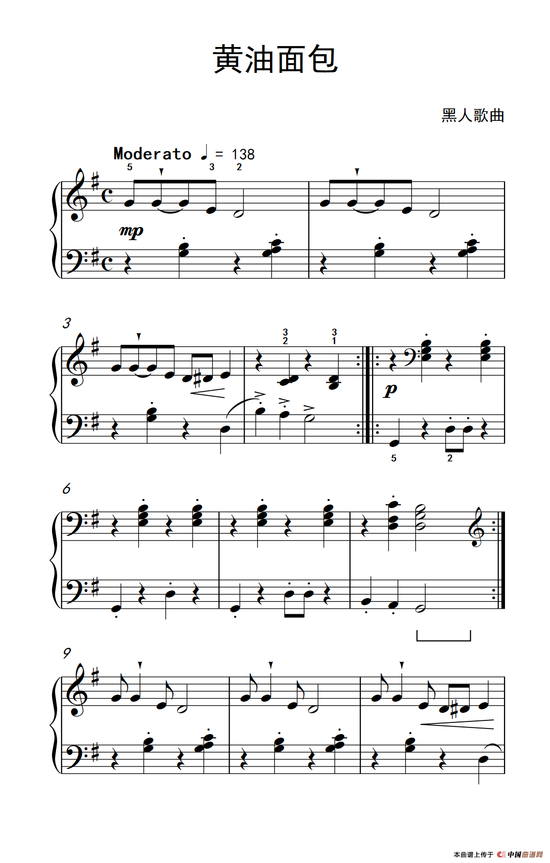 黄油面包（约翰·汤普森 成人钢琴教程 第二册）