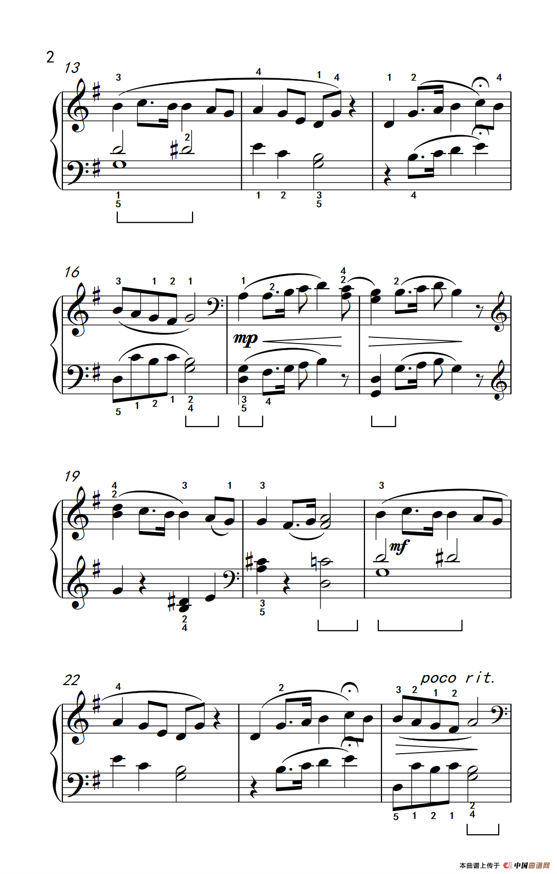 把我带回弗吉尼故乡（约翰·汤普森 成人钢琴教程 第二册）