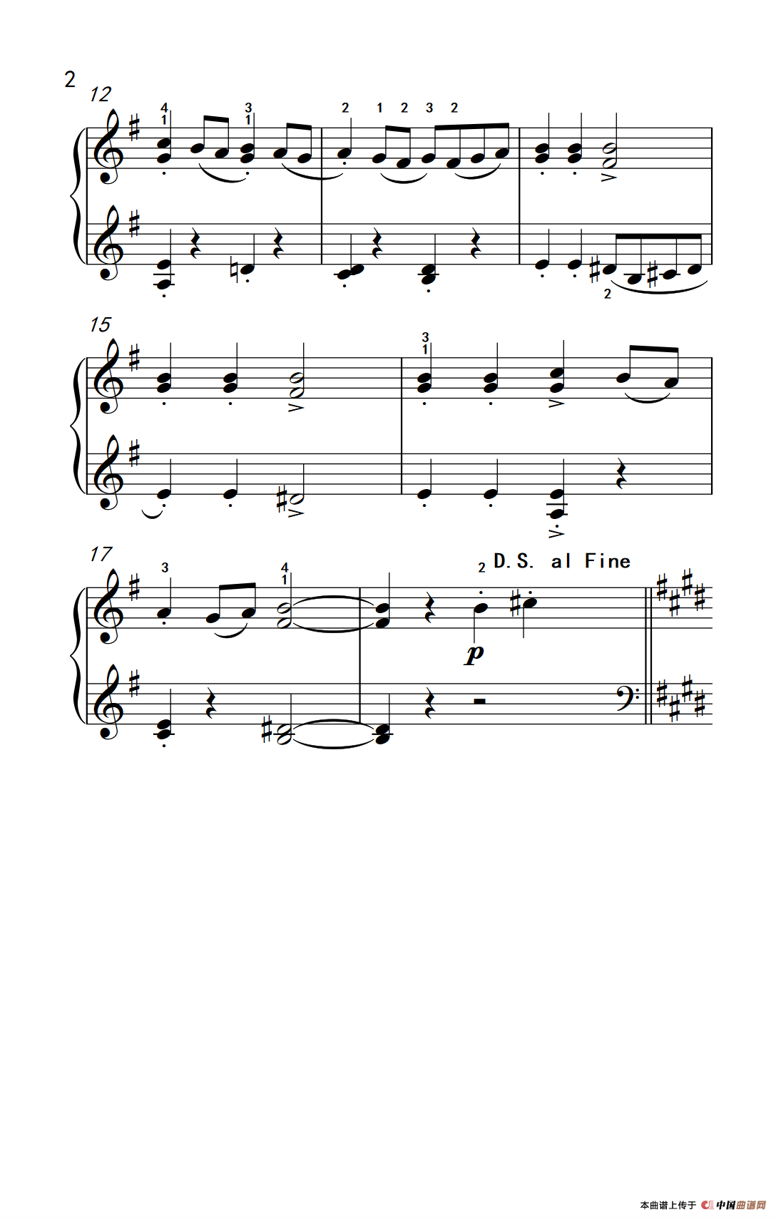 阿玛丽莉 加沃特舞曲（约翰·汤普森 成人钢琴教程 第二册）