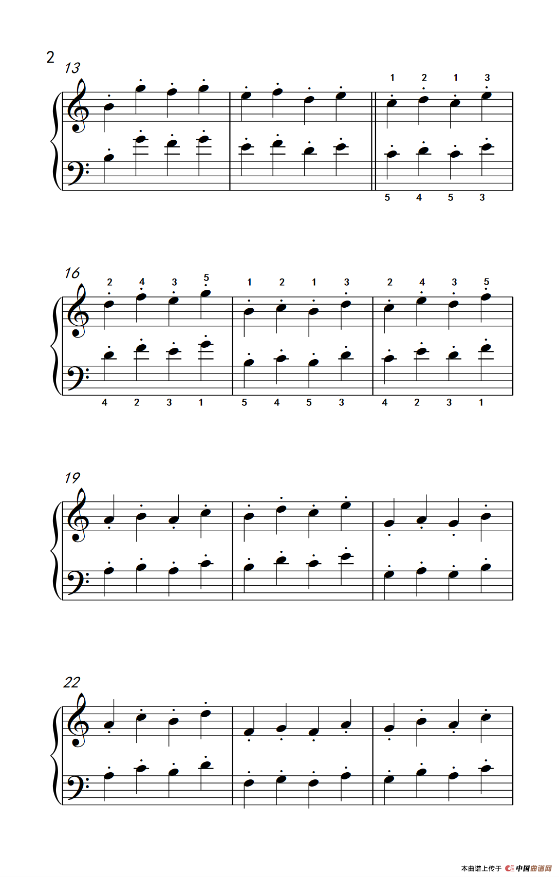 手腕断奏（约翰·汤普森 成人钢琴教程 第一册）