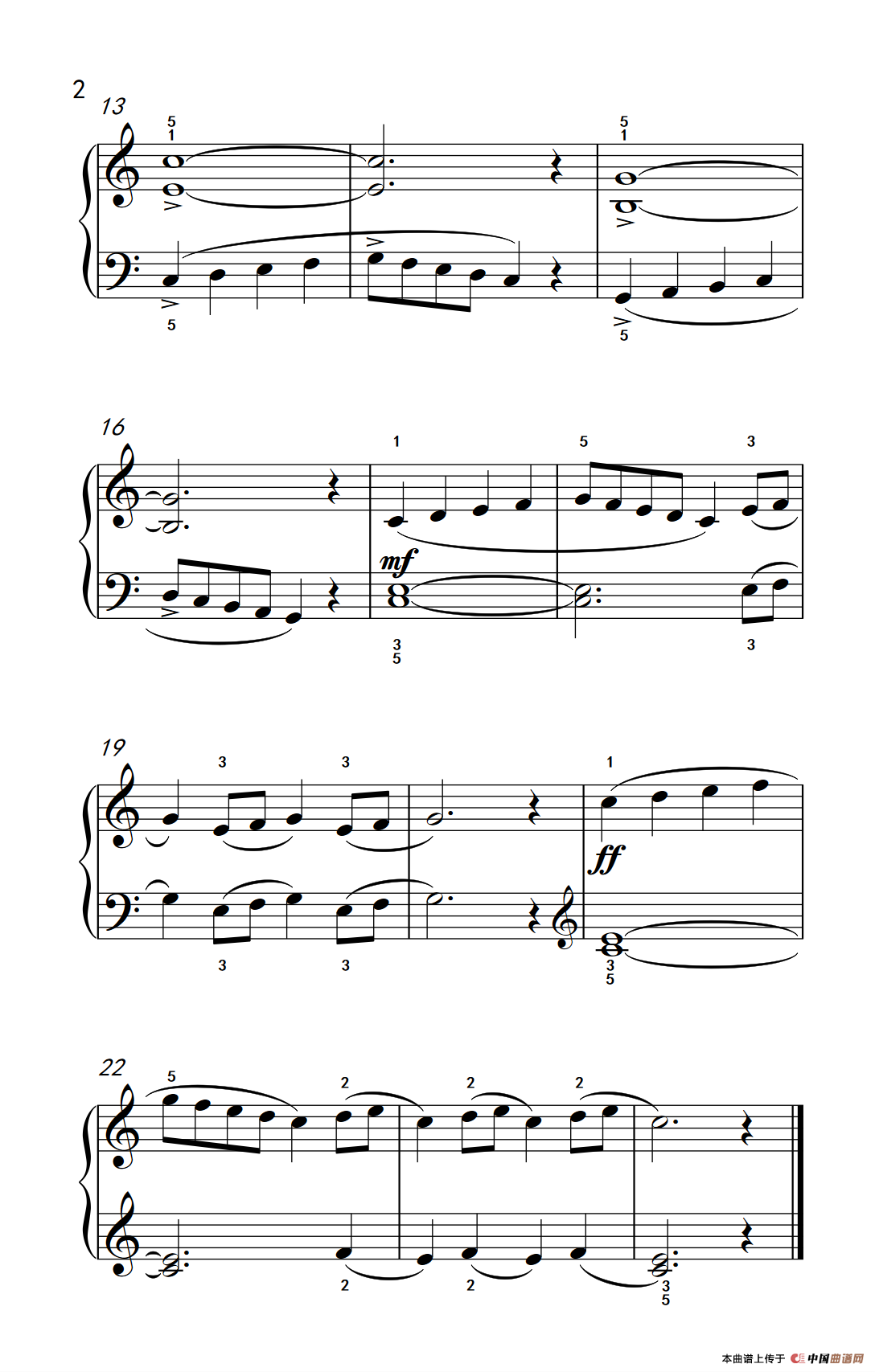 练习 五个手指的连奏（约翰·汤普森 成人钢琴教程 第一册）