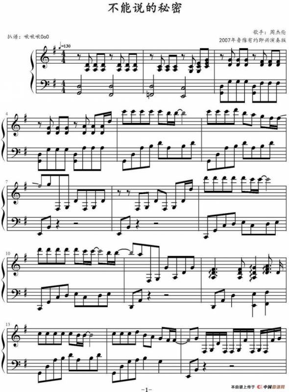 不能说的秘密（2007年《鲁豫有约》即兴演奏版）