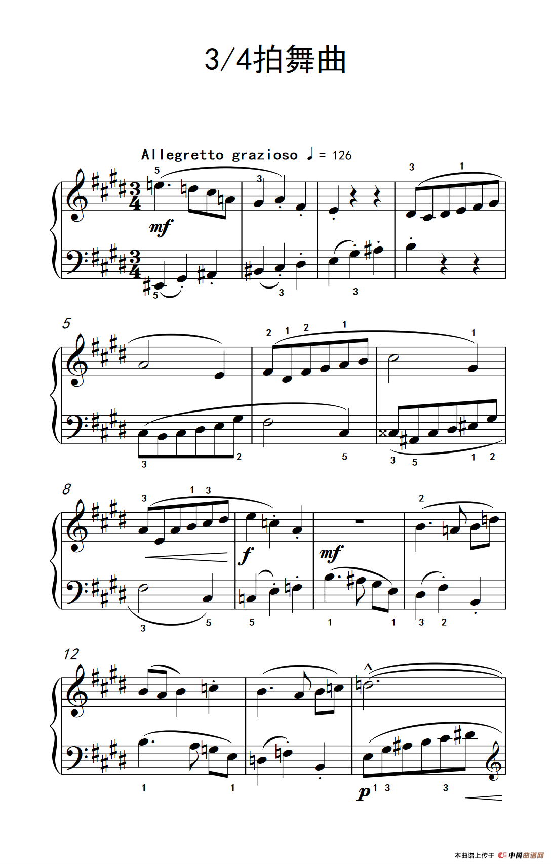 3/4拍舞曲（巴托克 小宇宙 钢琴教程 4）