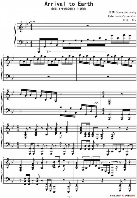 Arrival to earth（电影《变形金刚》主题曲）