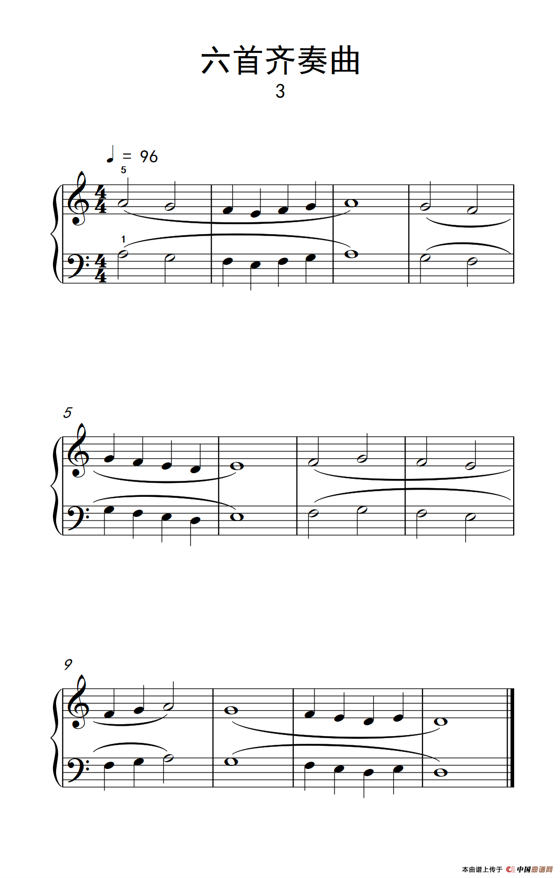 六首齐奏曲 3（巴托克 小宇宙 钢琴教程 1）