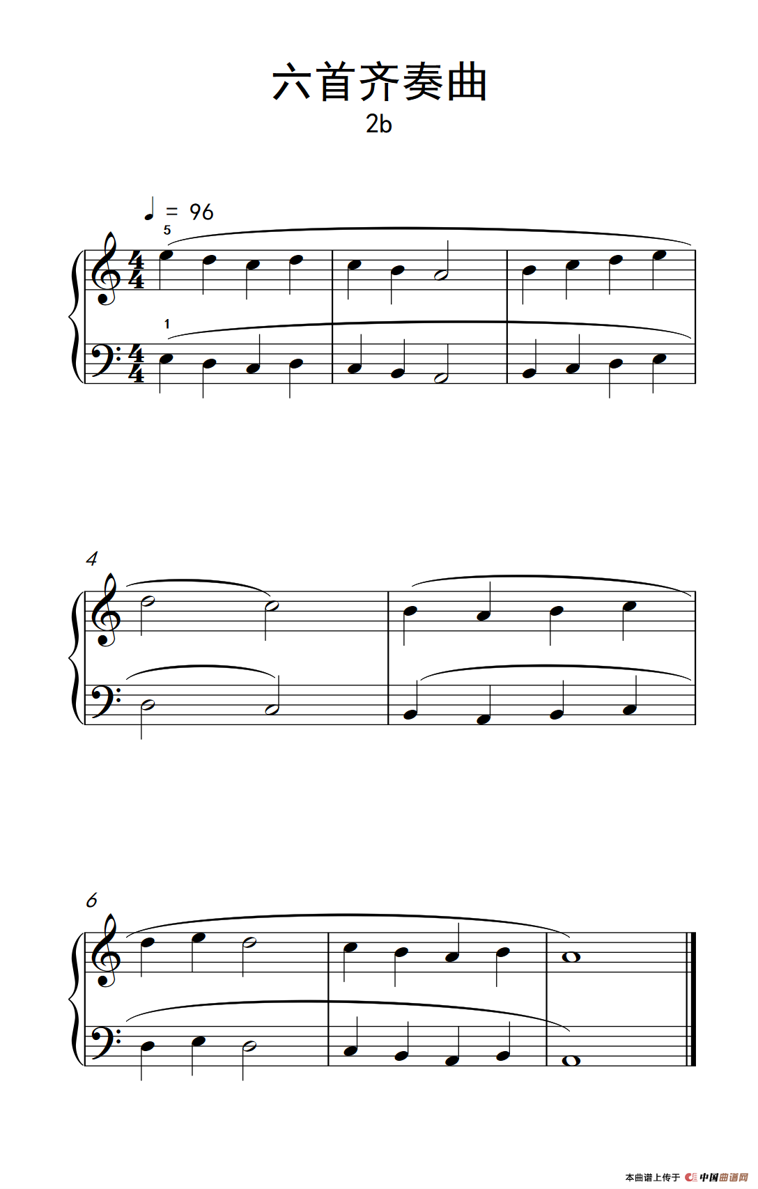 六首齐奏曲 2b（巴托克 小宇宙 钢琴教程 1）